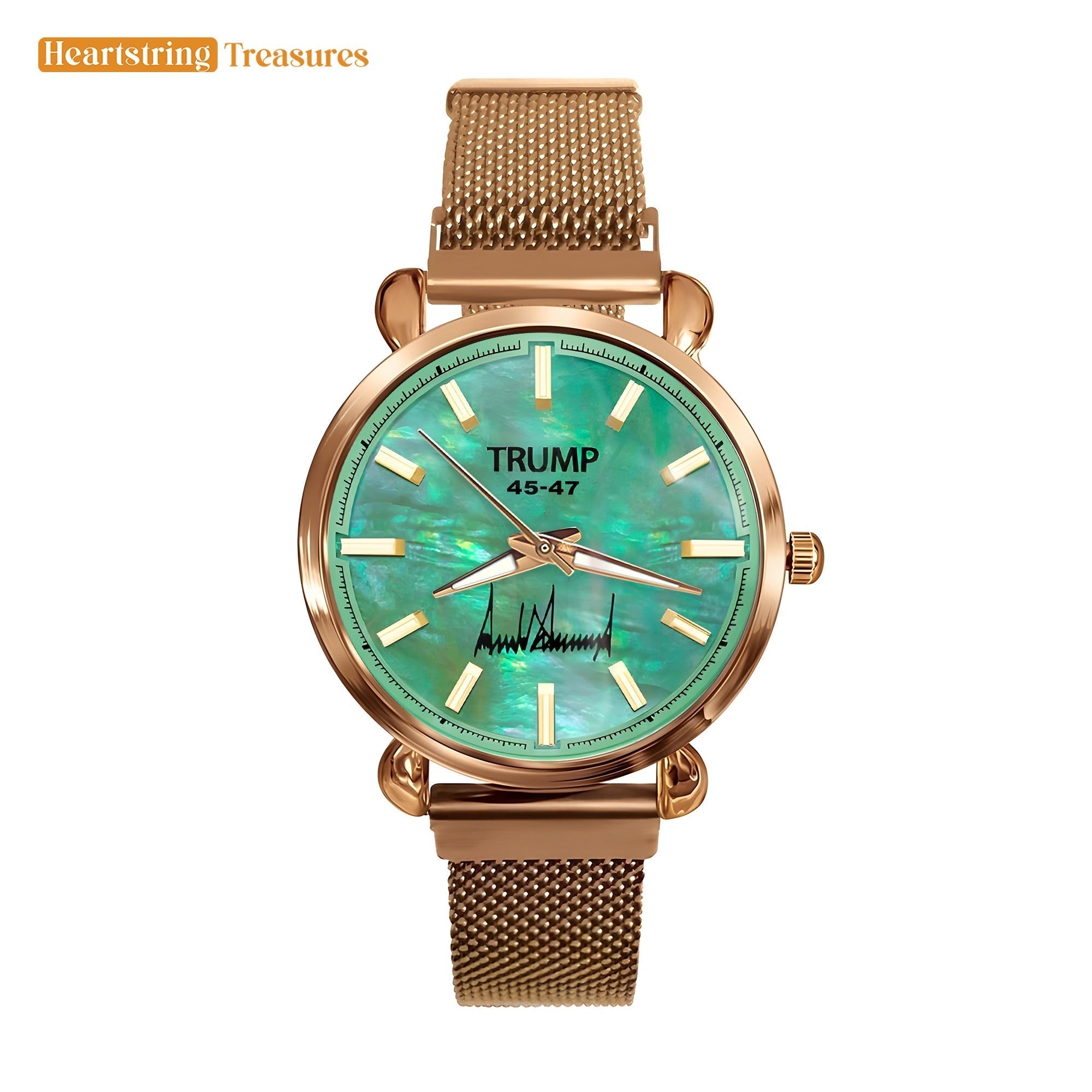 TRUMP 45-47 Watch 2026 Luxury Gold – Galactic Teal Dial – Gold Watch for Women