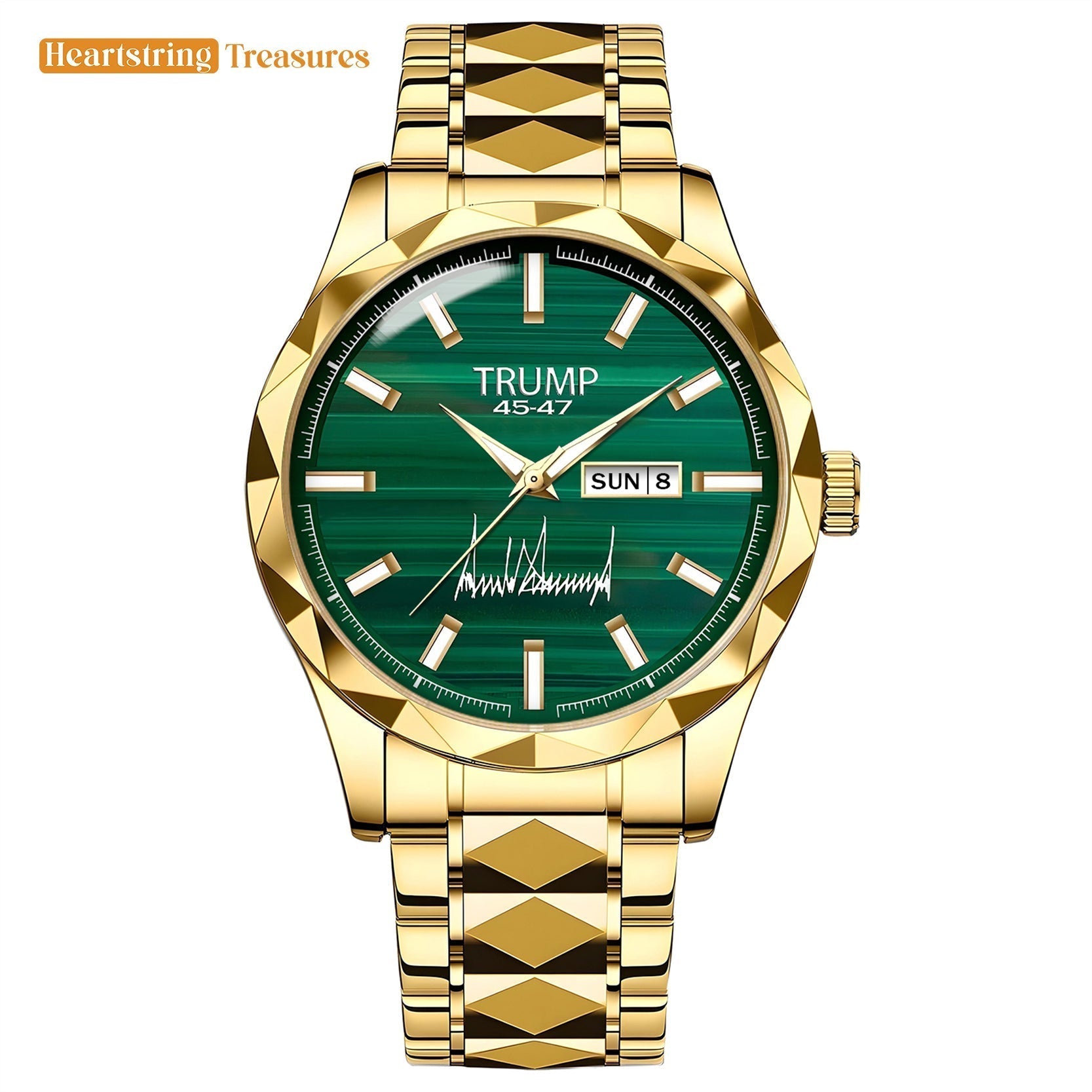 TRUMP Watch 45-47 Luxury Gold –Scratched Jade Dial – Gold Watch for Men