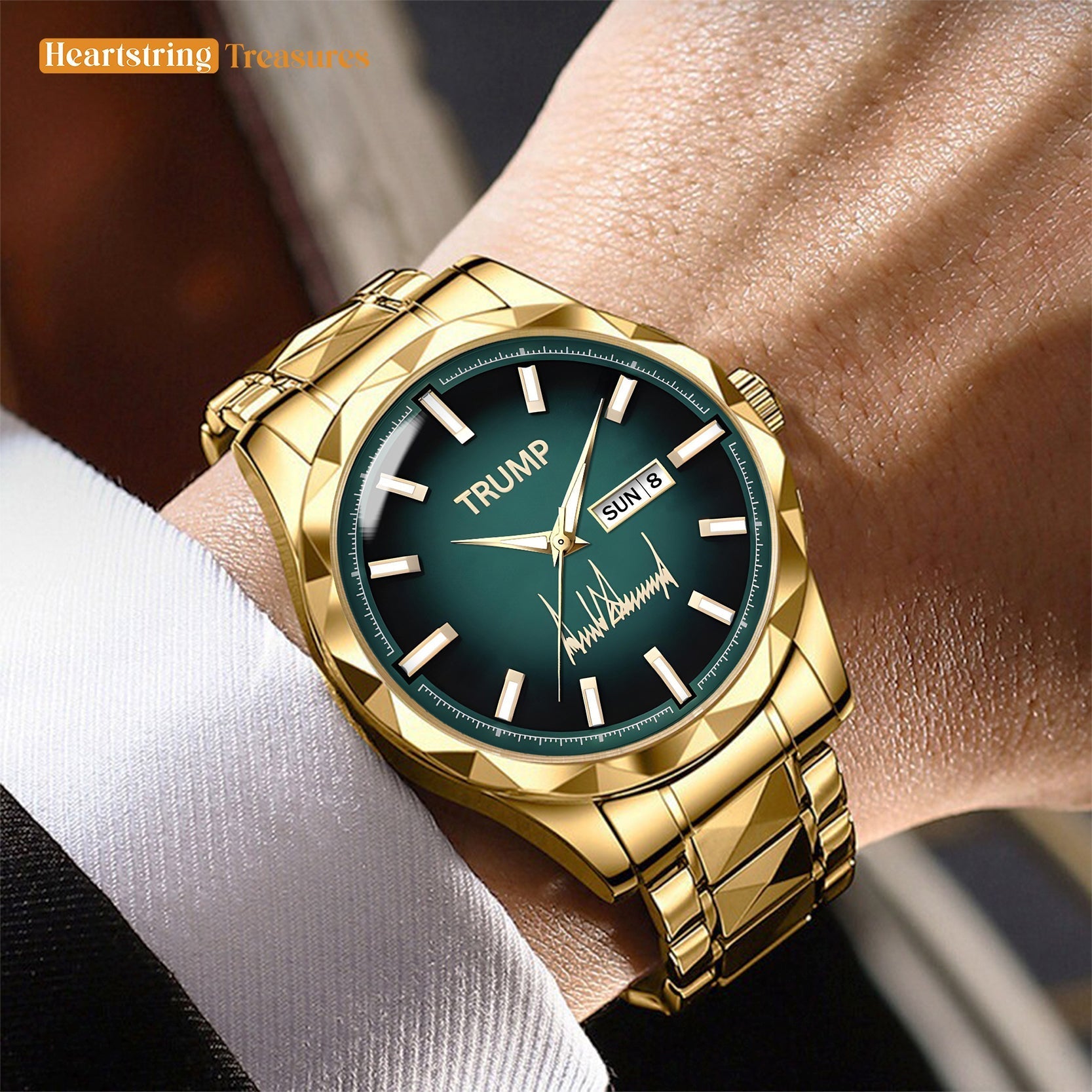TRUMP Watch 2026 Luxury Gold – Mystic Green Dial  – Gold Watch for Men
