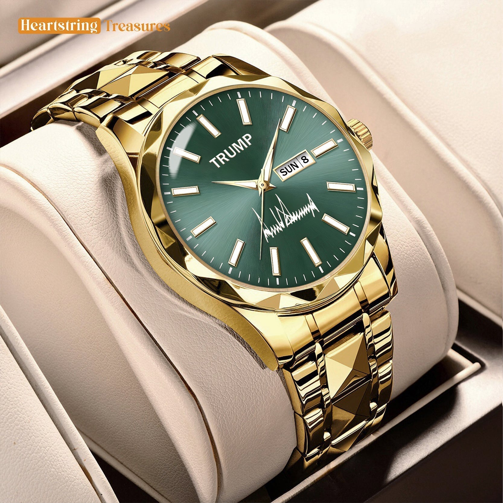 TRUMP Watch 2026 Luxury Gold – Radiant Emerald Dial – Gold Watch for Men