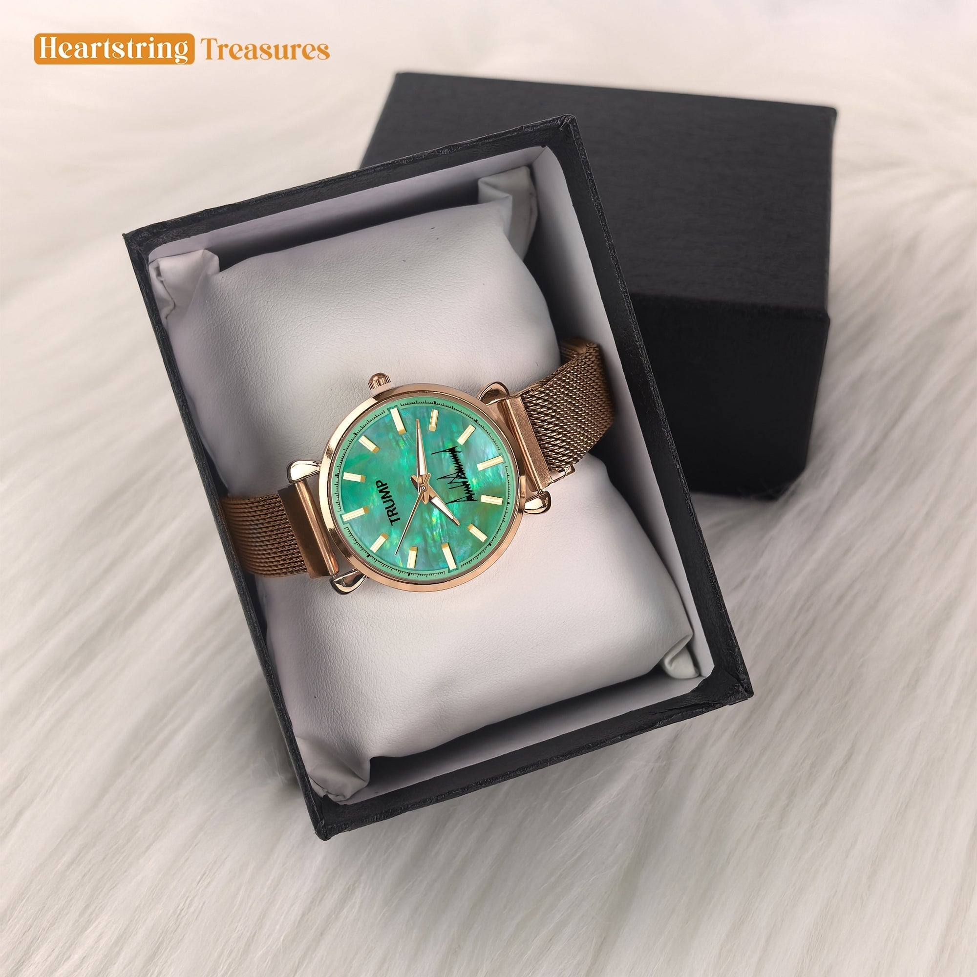TRUMP Watch 2026 Luxury Gold – Galactic Teal Dial – Gold Watch for Women