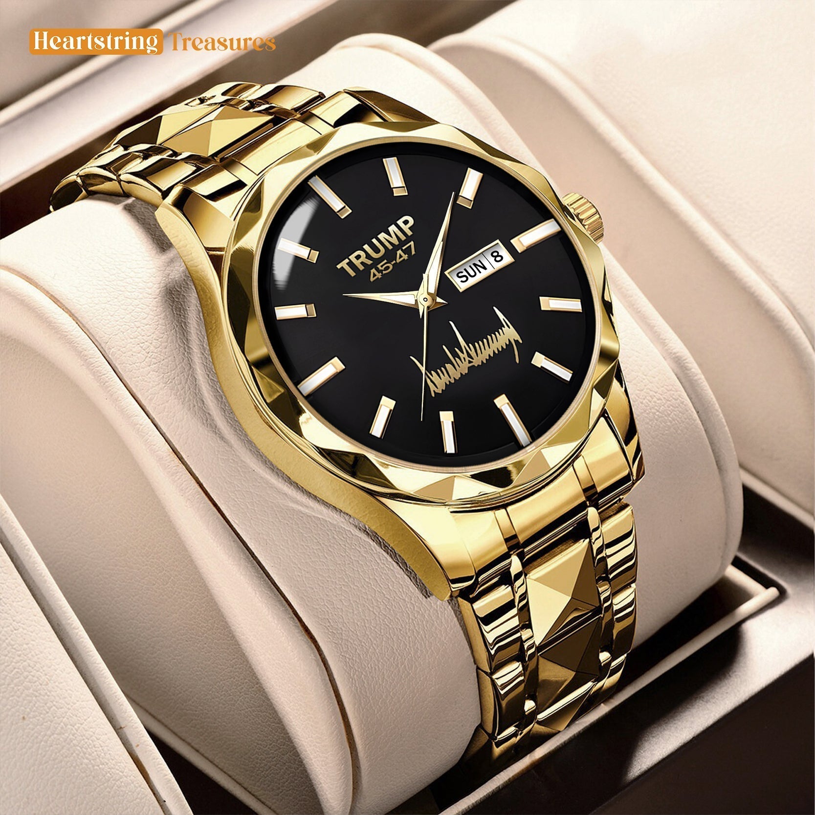 TRUMP Watch 45 - 47 Luxury Gold – Onyx Black Dial  – Gold Watch for Men