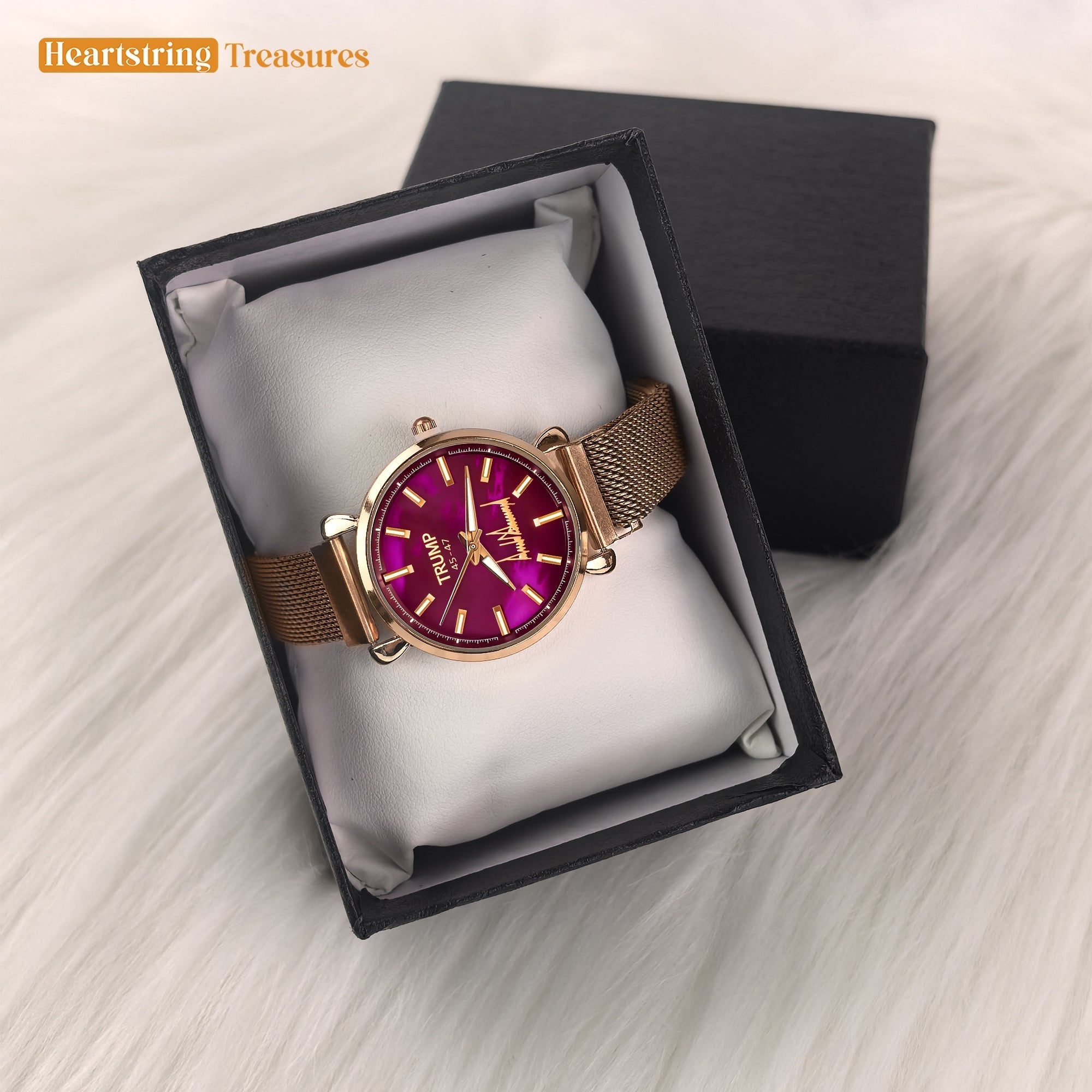 TRUMP 45-47 Watch 2026 Luxury Gold – Galaxy Purple Dial – Gold Watch for Women