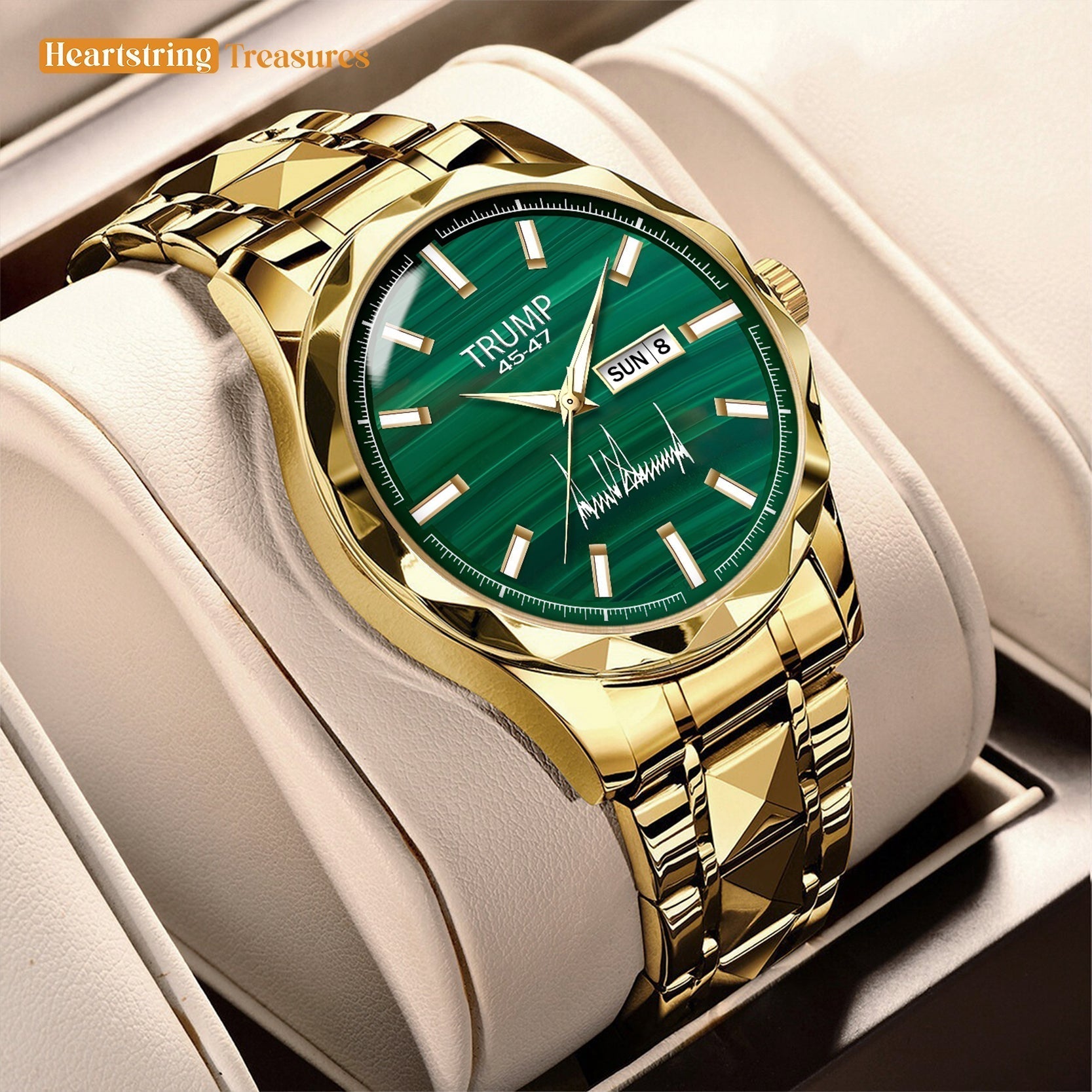 TRUMP Watch 45-47 Luxury Gold –Scratched Jade Dial – Gold Watch for Men