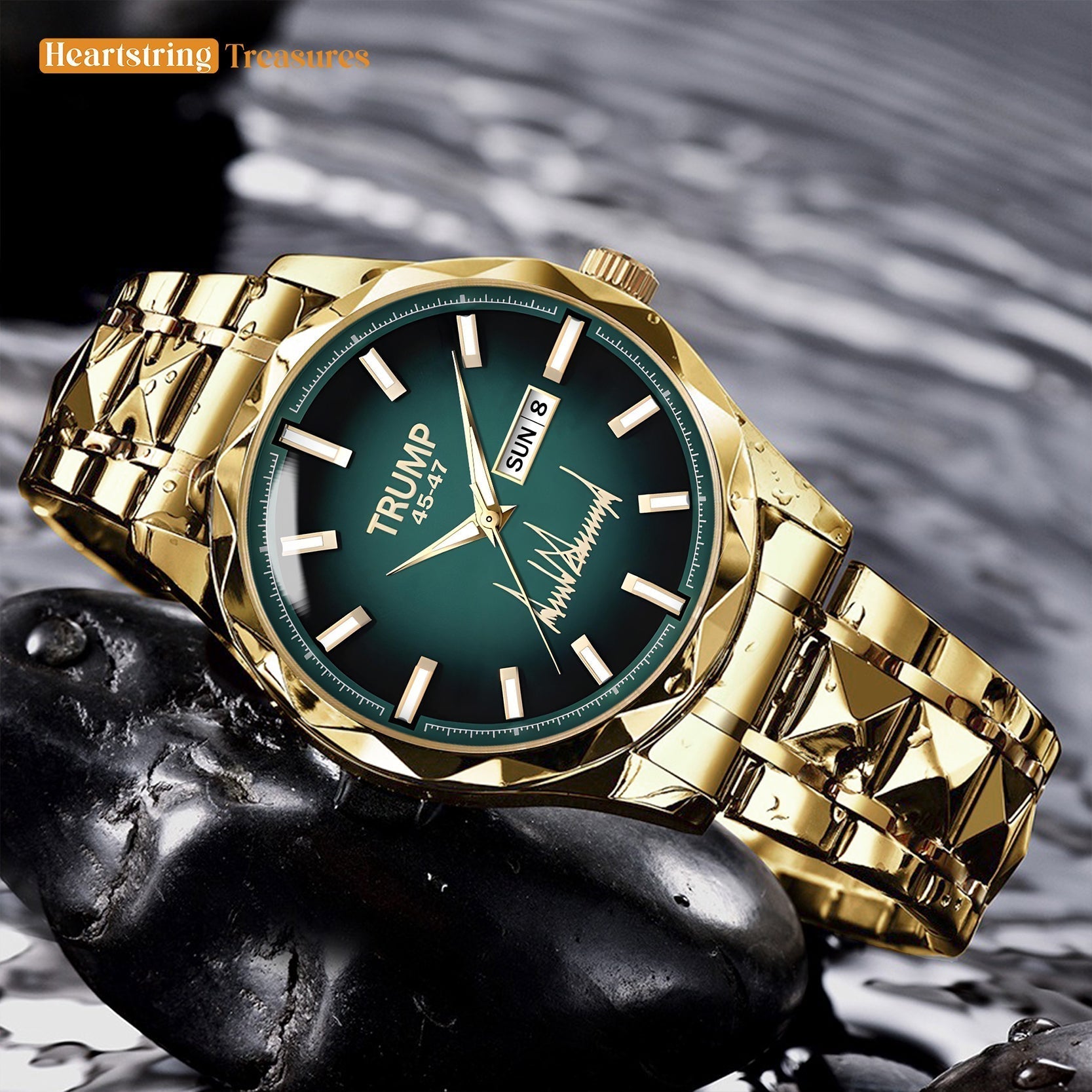 TRUMP Watch 45-47 Luxury Gold – Gradient Jade Dial – Gold Watch for Men