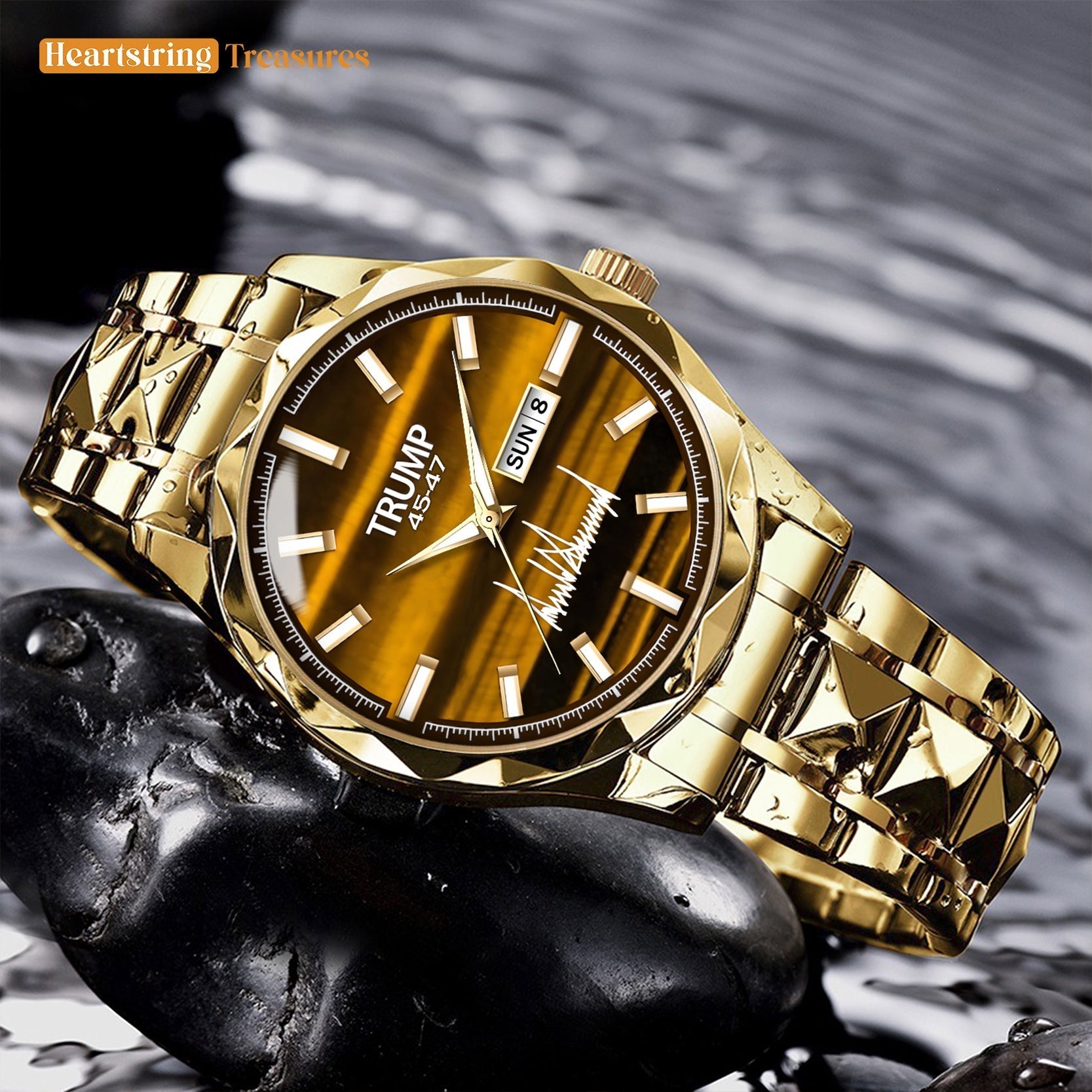 TRUMP Watch 45-47 Luxury Gold – Cocoa Black Dial  – Gold Watch for Men