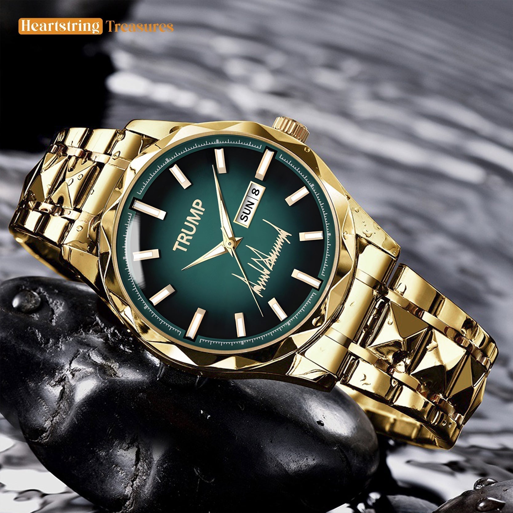 TRUMP Watch 2026 Luxury Gold – Mystic Green Dial  – Gold Watch for Men