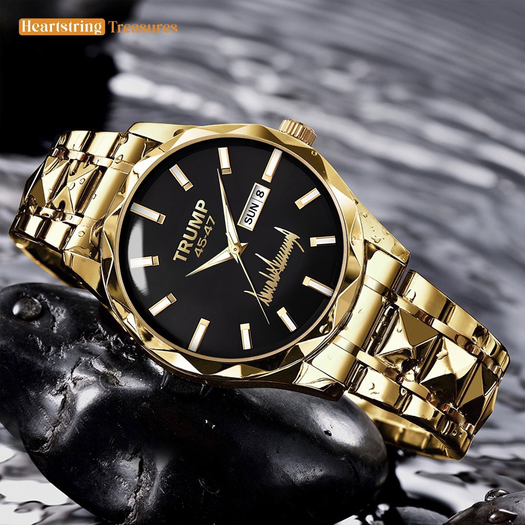 TRUMP Watch 45 - 47 Luxury Gold – Onyx Black Dial  – Gold Watch for Men