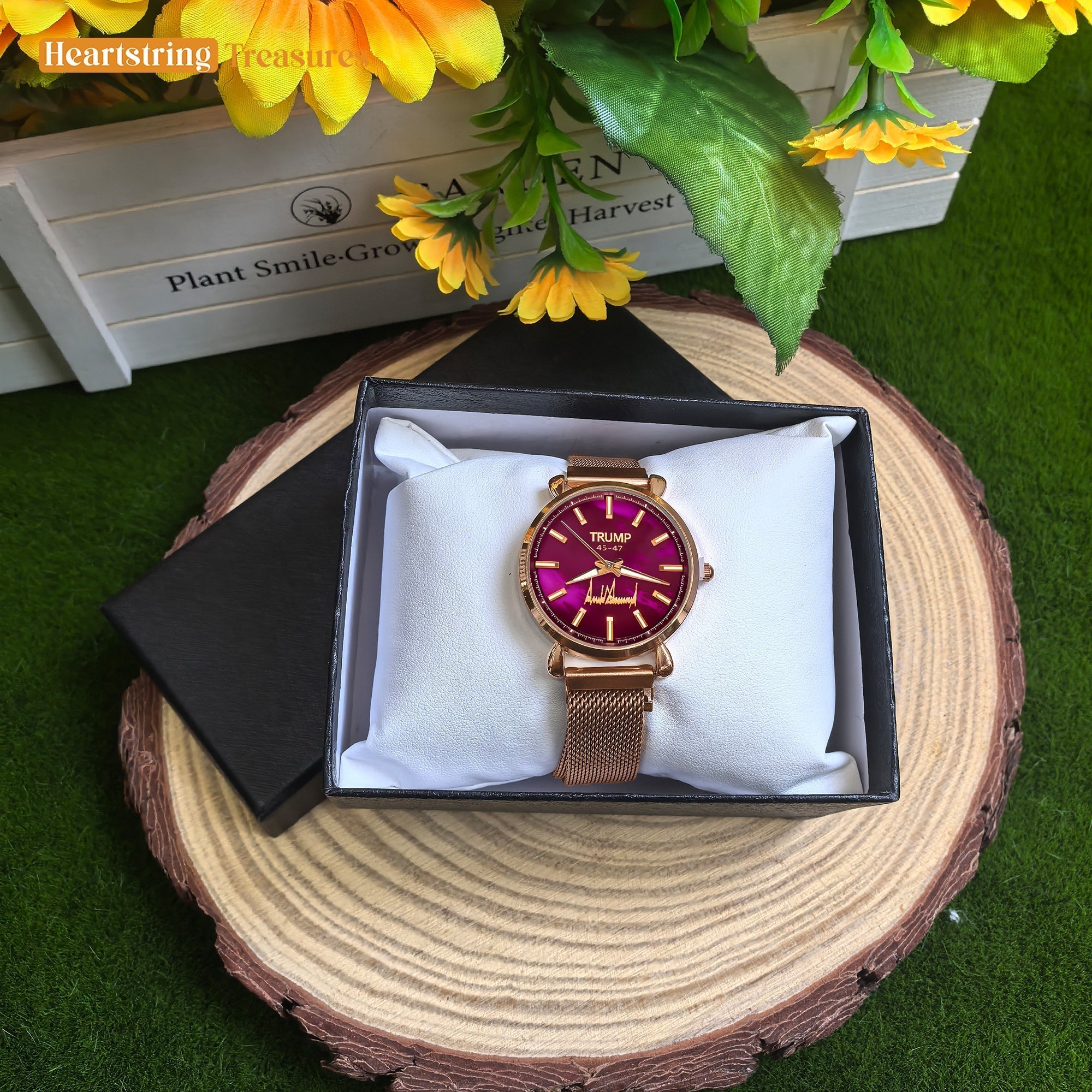 TRUMP 45-47 Watch 2026 Luxury Gold – Galaxy Purple Dial – Gold Watch for Women