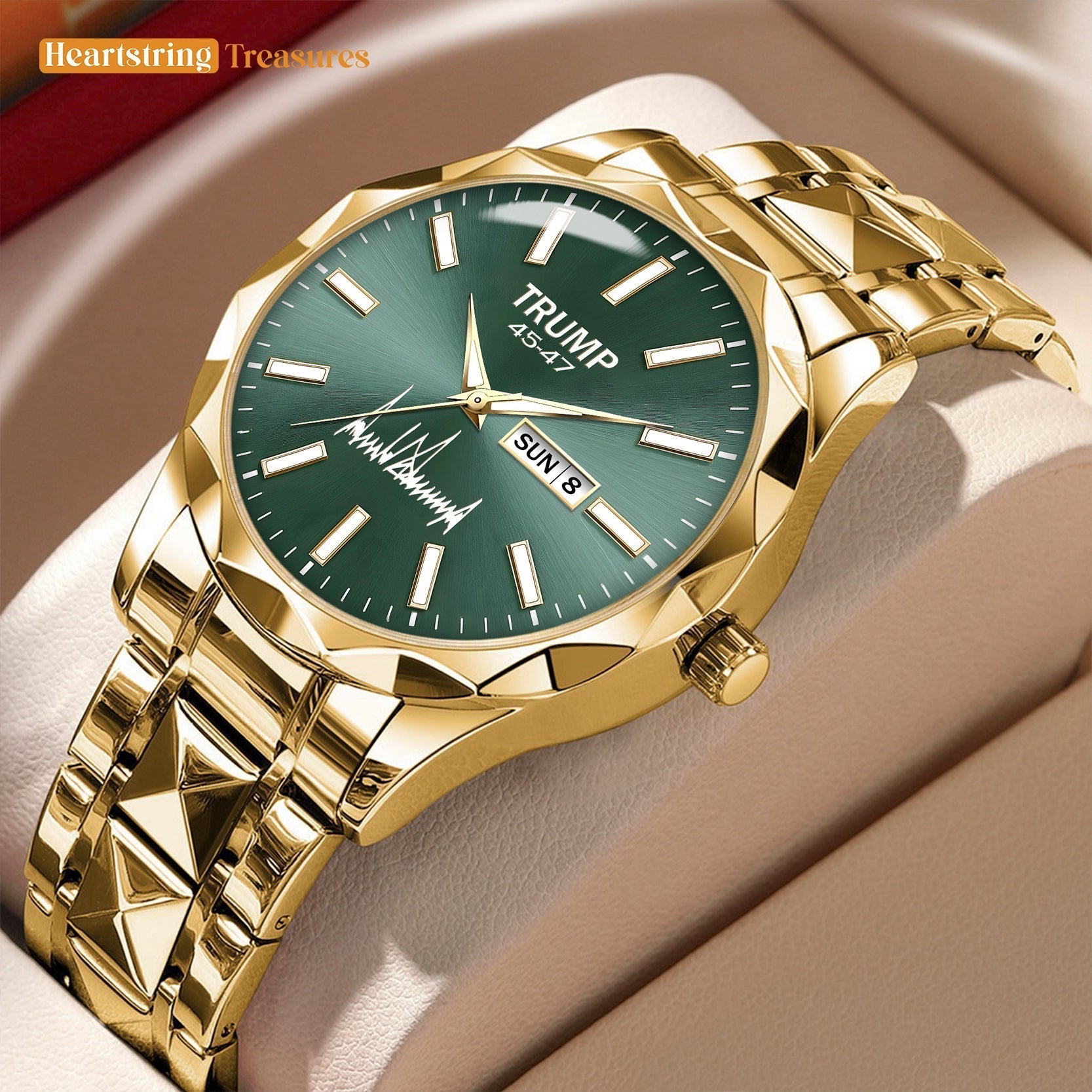 TRUMP Watch 45-47 Luxury Gold – Emerald Glow Dial – Gold Watch for Men