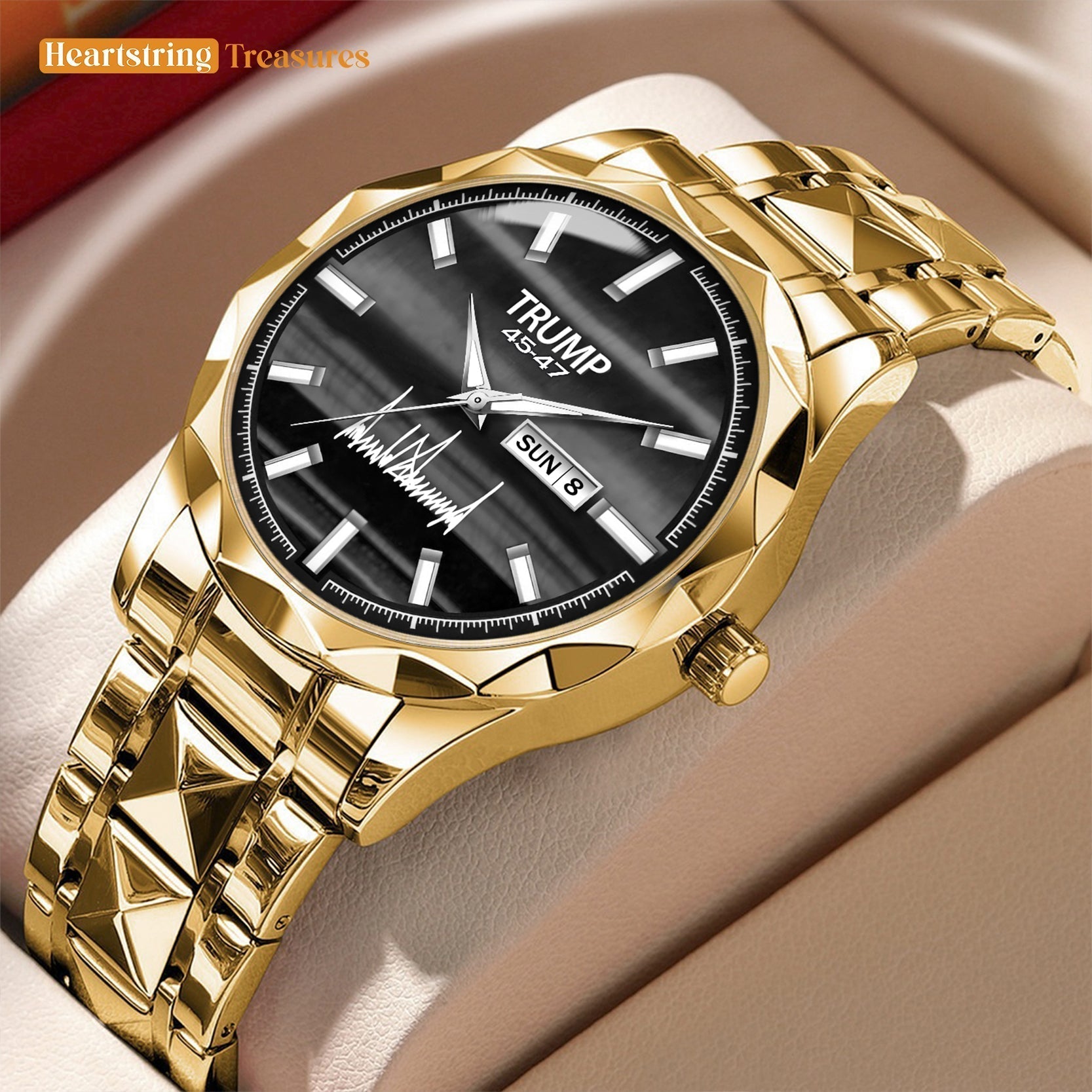 TRUMP Watch 45-47 Luxury Gold – Black White Grain – Gold Watch for Men