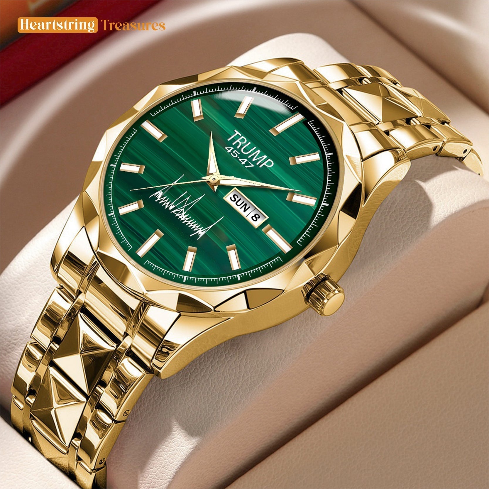 TRUMP Watch 45-47 Luxury Gold –Scratched Jade Dial – Gold Watch for Men