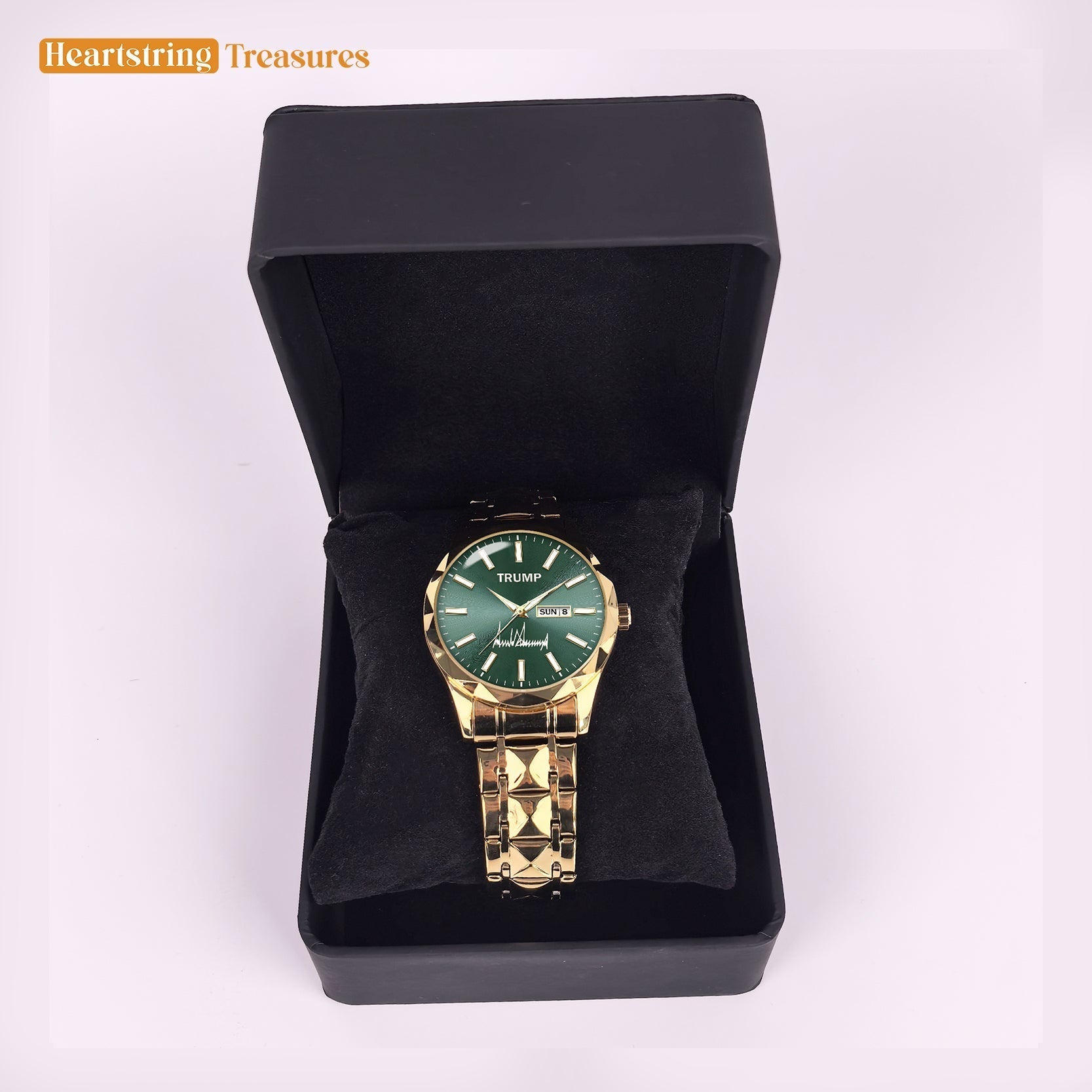 TRUMP Watch 2026 Luxury Gold – Radiant Emerald Dial – Gold Watch for Men