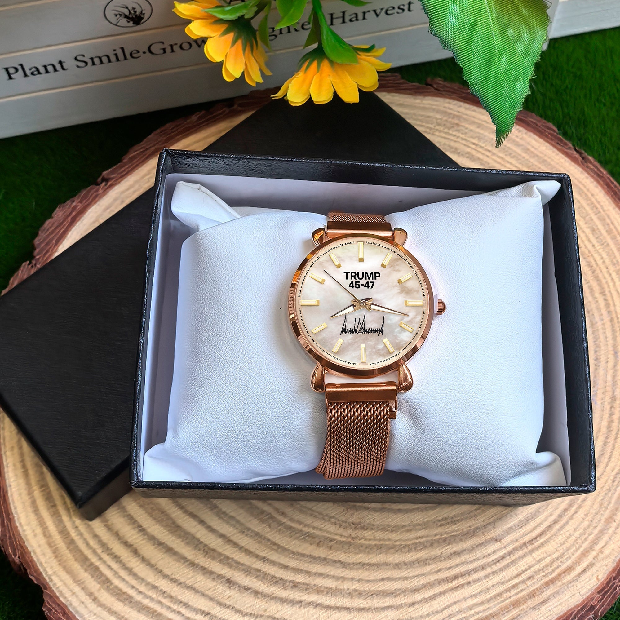 TRUMP 45-47 Watch 2026 Luxury Rose Gold – Gold Mother of Pearl Dial for Women