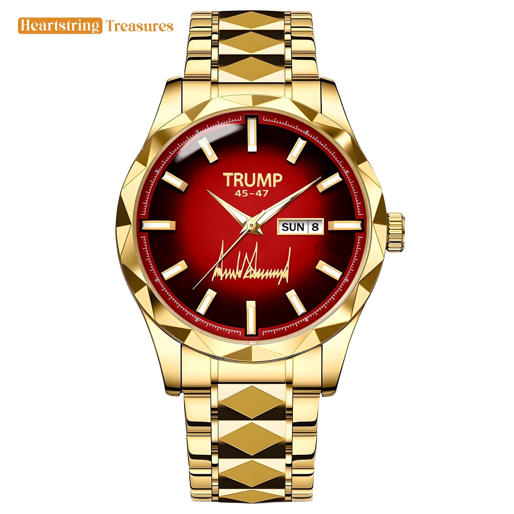 TRUMP 45-47 Watch 2026 Gold Red Dial - Gold Watches for Men