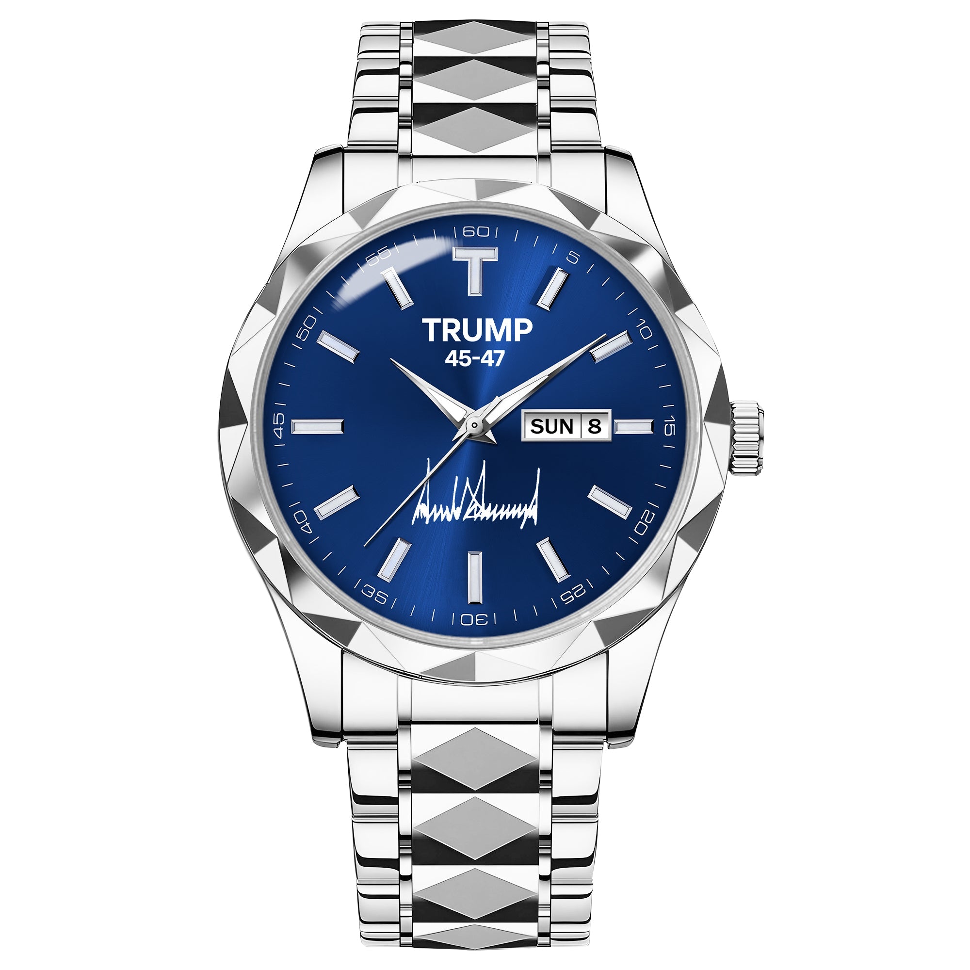 TRUMP 45-47 Watch 2026 Luxury Silver – Deep Ocean Blue Dial – Watch for Men