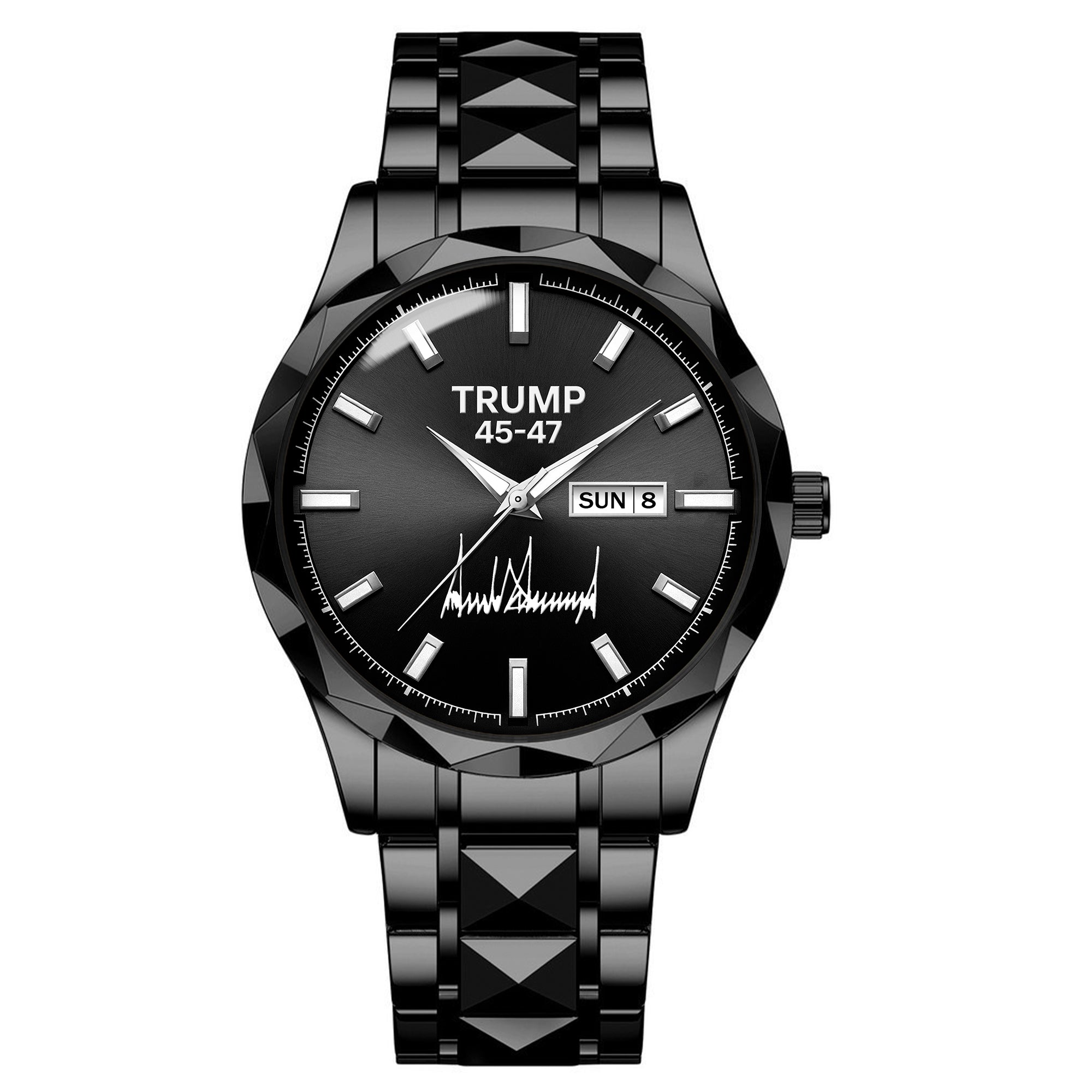 TRUMP 45-47 Watch 2026 Luxury Black Steel – Signature Matte Black Dial