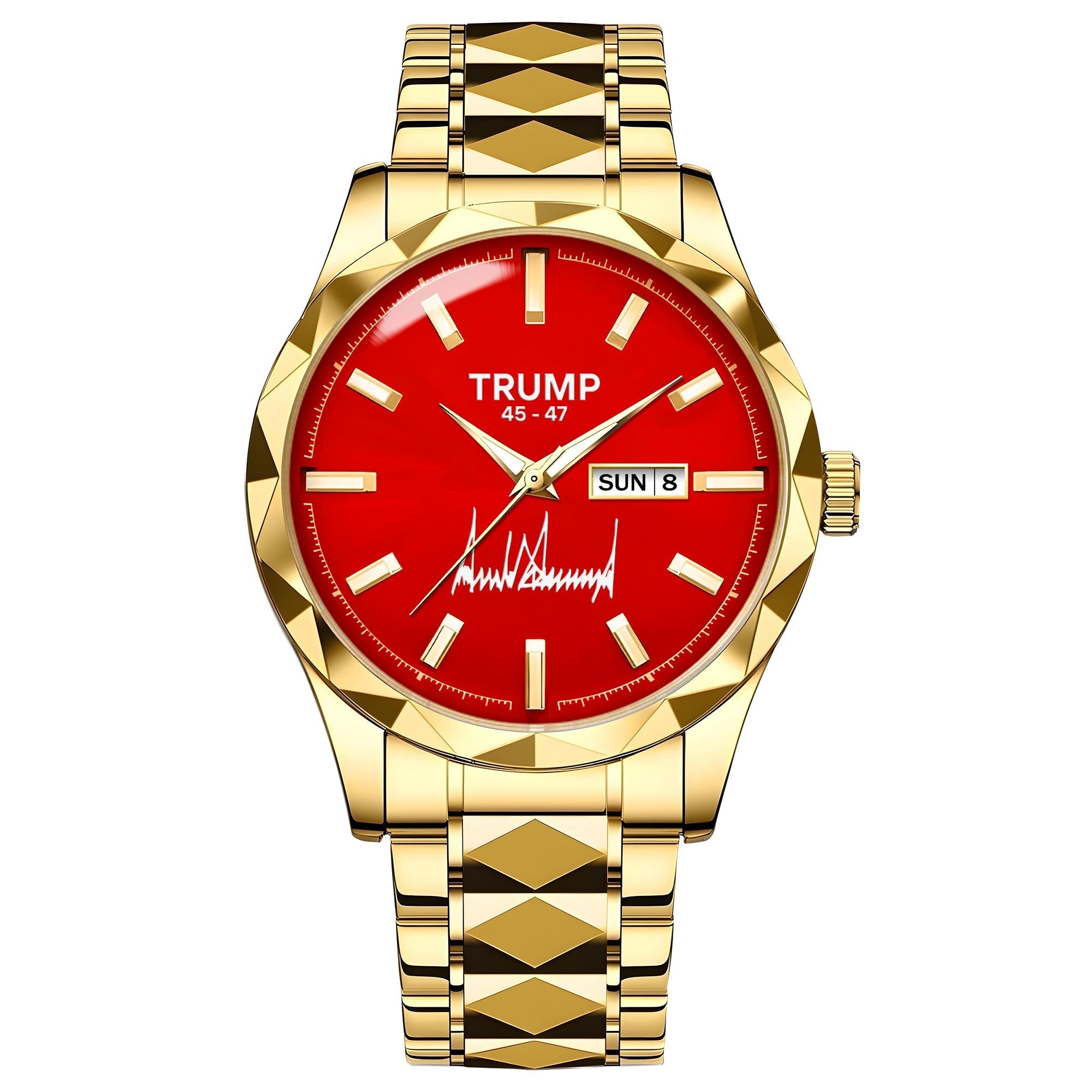 TRUMP 45-47 Watch 2026 – Gold Case, Red Dial – Luxury Men’s Watch