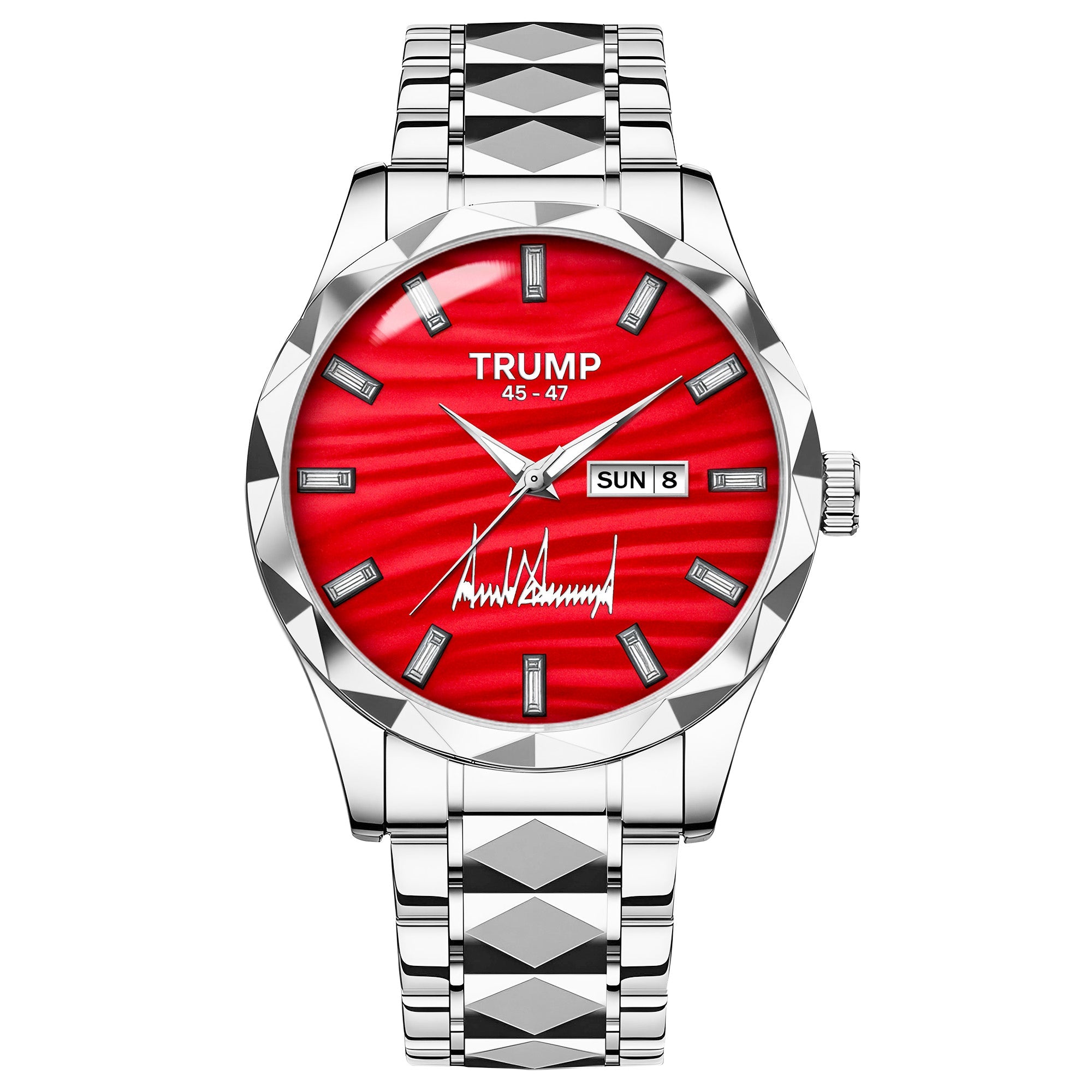 TRUMP 45-47 Watch 2026 Luxury Silver – Signature Red Dial