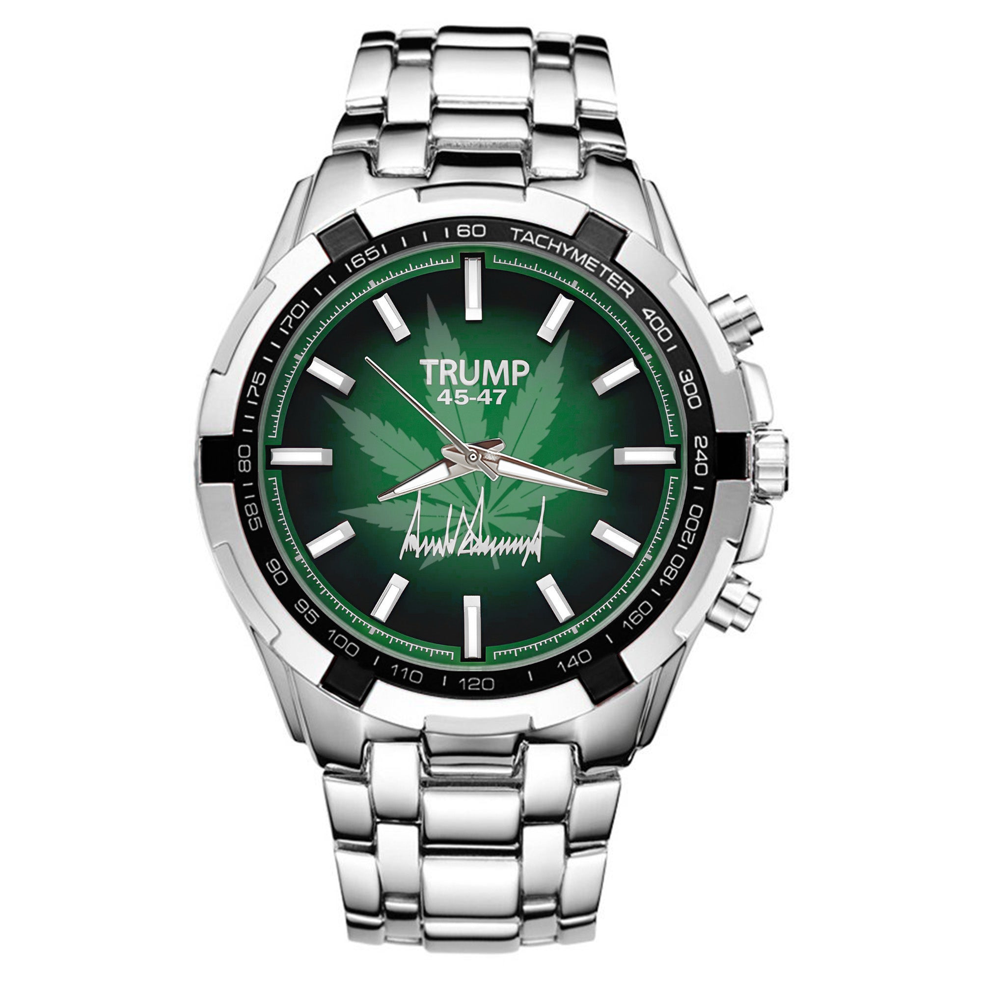 TRUMP 45–47 Schedule III Watch 2026– Stainless Steel Case, Green Dial – Luxury Men’s Watch