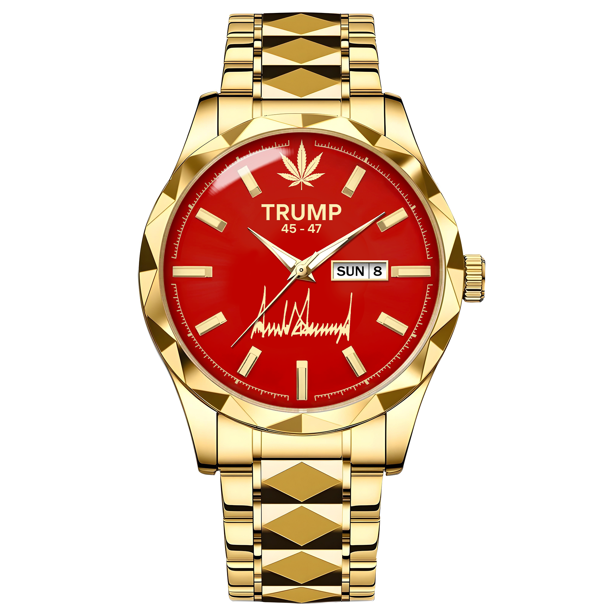TRUMP 45–47 Schedule III Watch 2026 – Gold Case, Red Dial – Luxury Men’s Watch