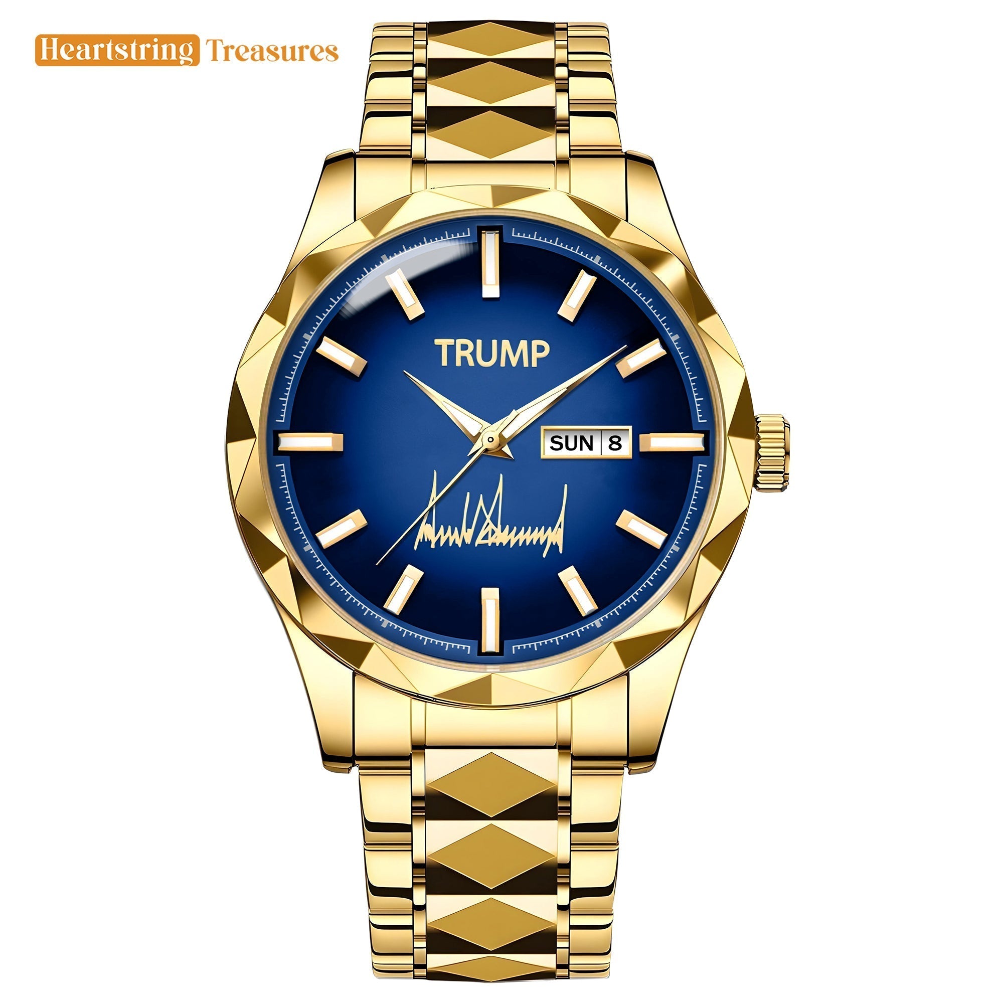 TRUMP Watch 2026 Silver Blue Dial - Luxury Gold Timepiece for Men
