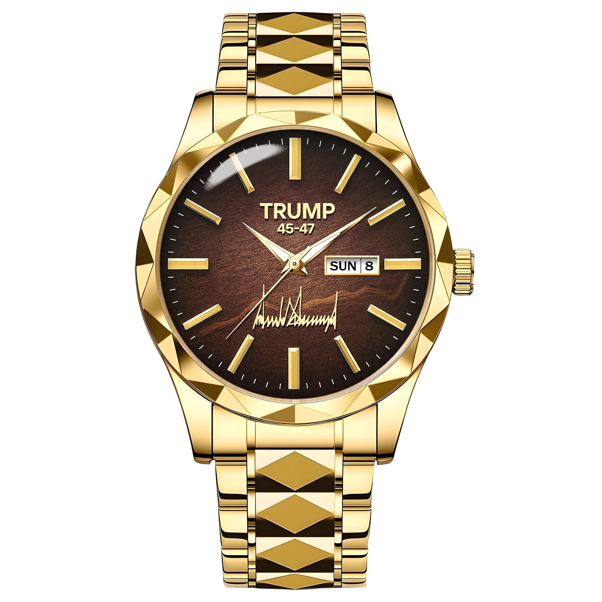TRUMP 45-47 Watch 2026 Luxury Gold – Signature Coffee Brown Dial