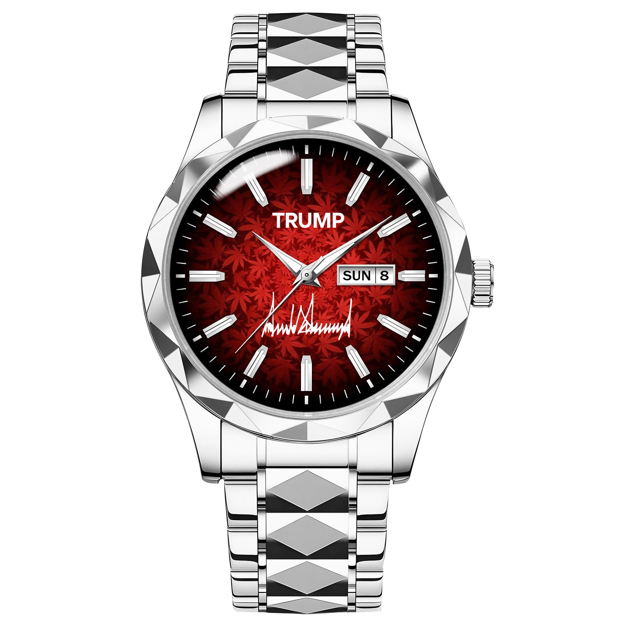 TRUMP Schedule III Watch 2026 – Silver Case, Crimson Red Dial – Luxury Men’s Watch