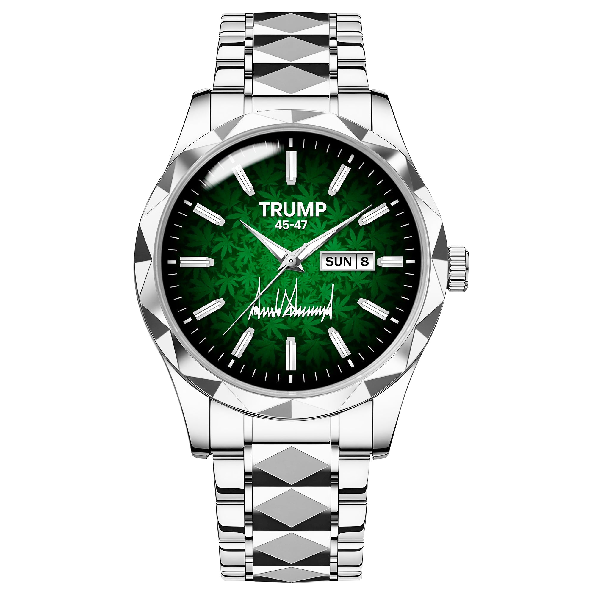 TRUMP 45-47 Schedule III Watch 2026 – Silver Case, Deep Green Dial – Luxury Men’s Watch