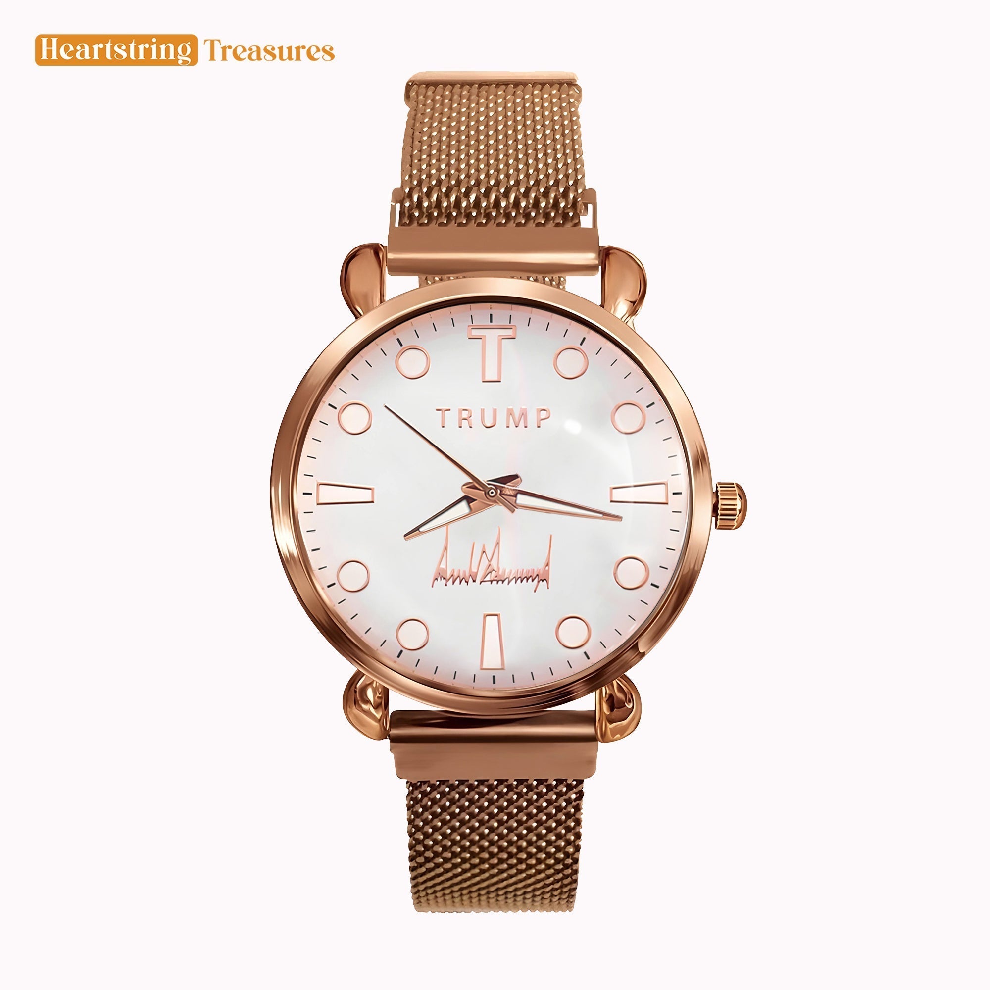 TRUMP Watch 2026 Luxury Gold – Rose-Tinted White Dial – Gold Watch for Women