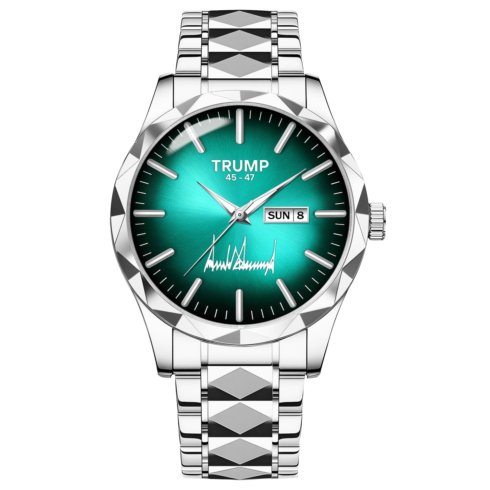 TRUMP Watch 2026 Luxury Silver – Emerald Green Sunburst Dial