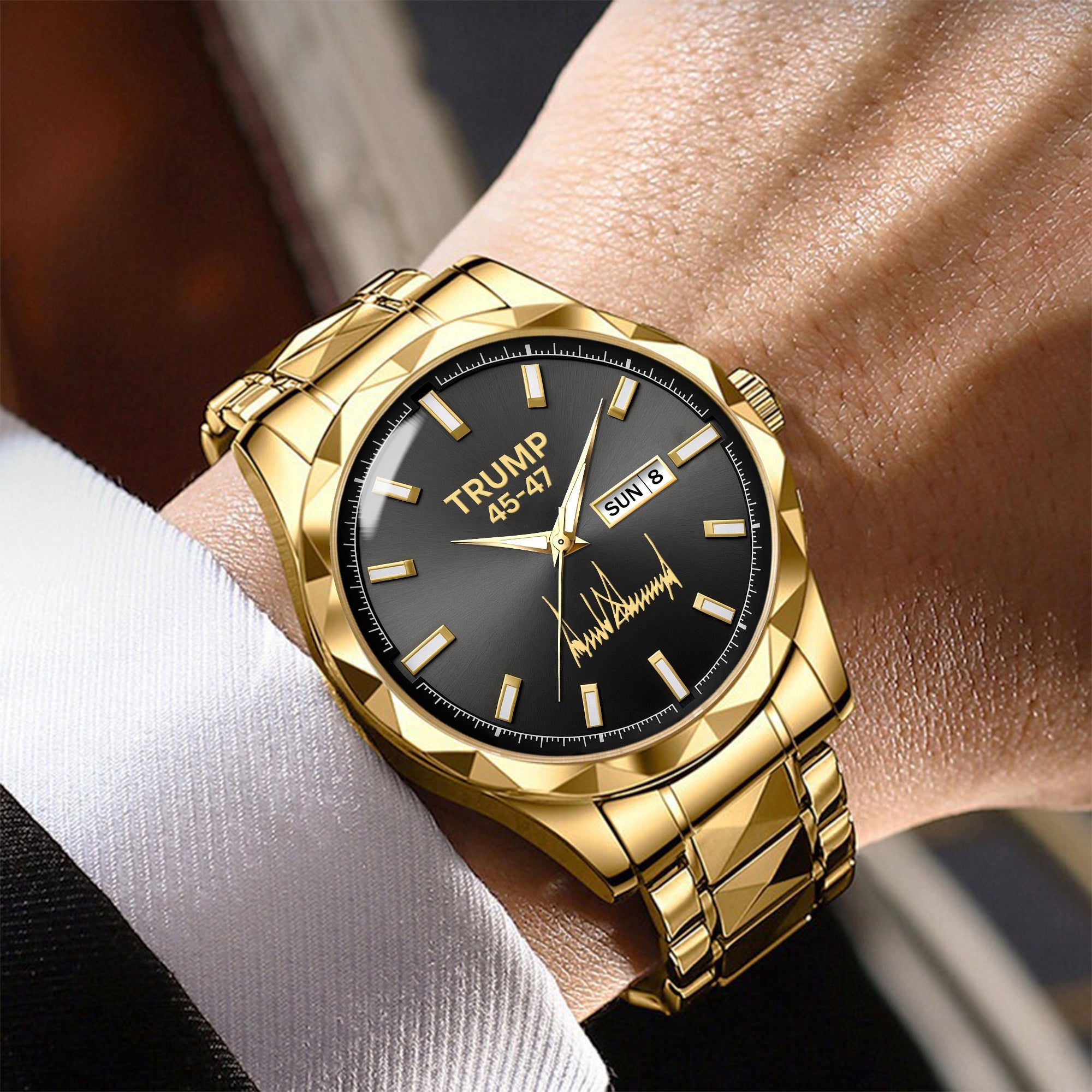 TRUMP 45-47 Watch 2026 Luxury Gold – Signature Black Dial