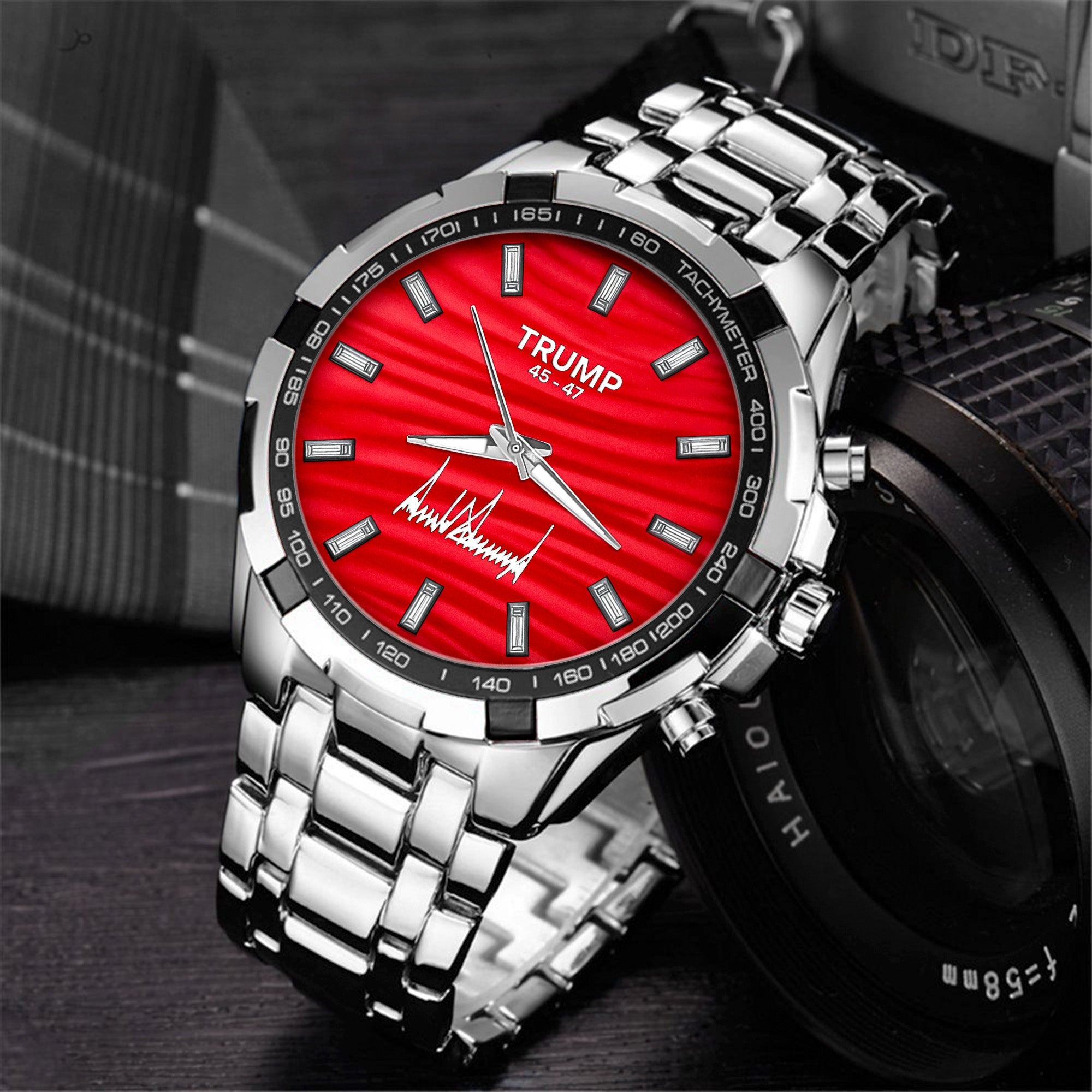 TRUMP Watch 45 - 47 Stainless steel - Red Wave Dial