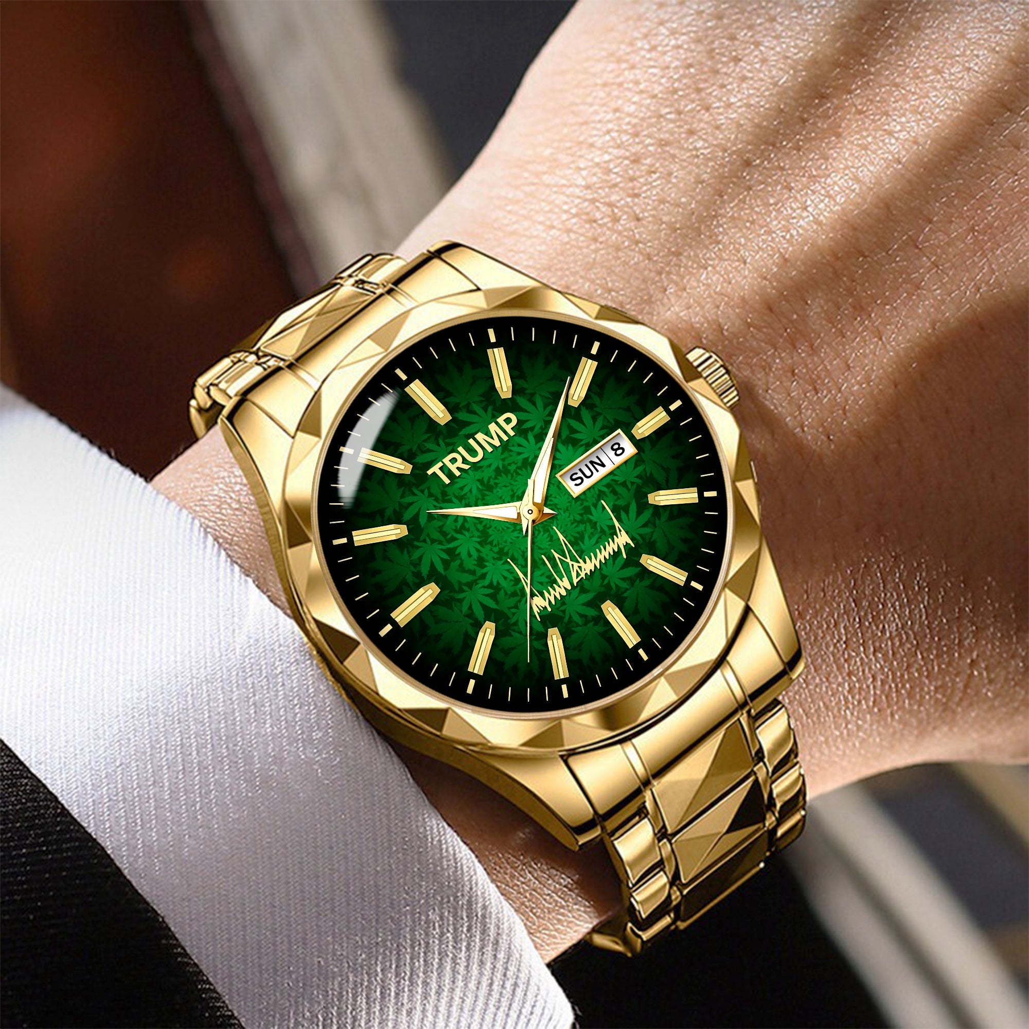 TRUMP Schedule III Watch 2026 – Gold Case, Emerald Green Dial – Luxury Men’s Watch