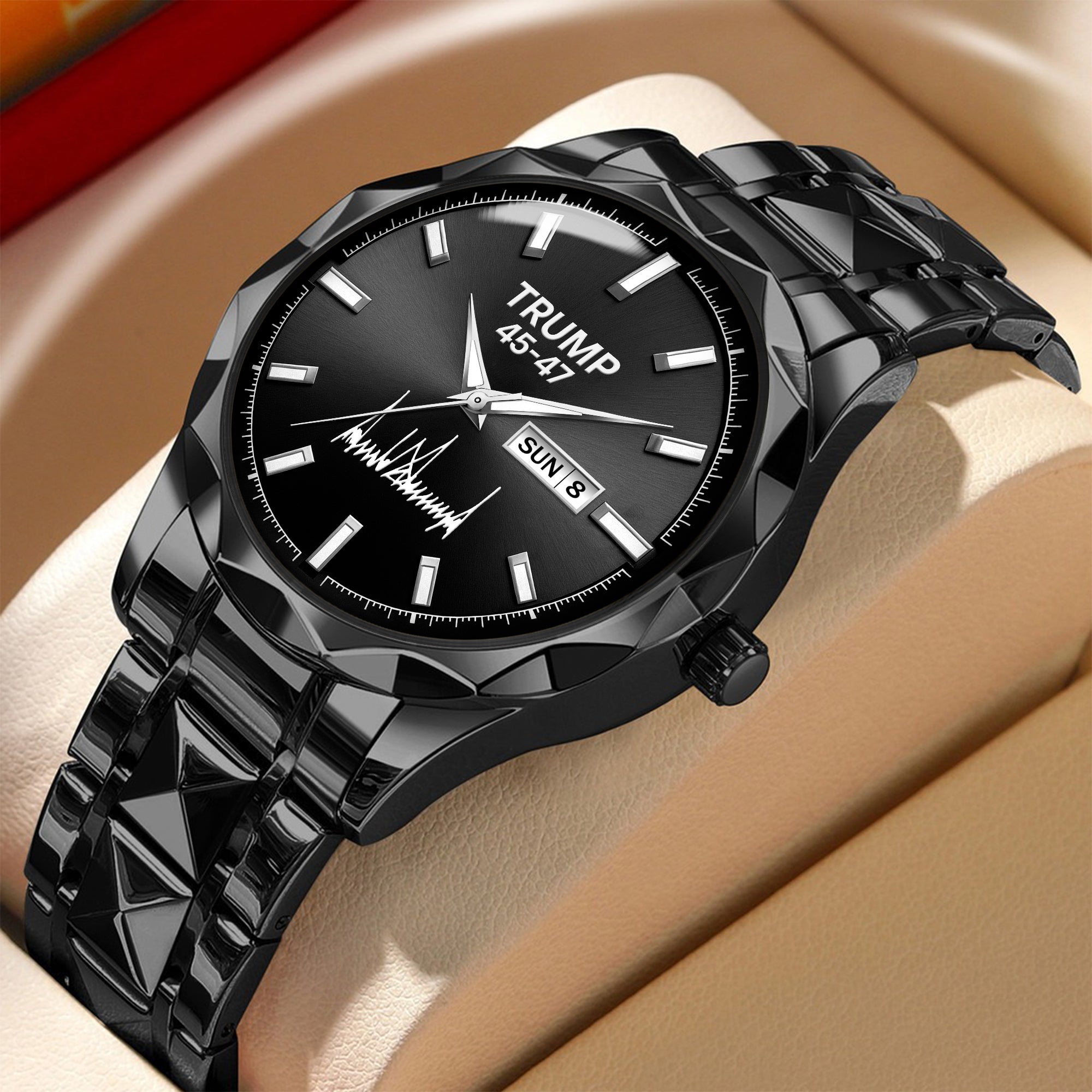 TRUMP 45-47 Watch 2026 Luxury Black Steel – Signature Matte Black Dial