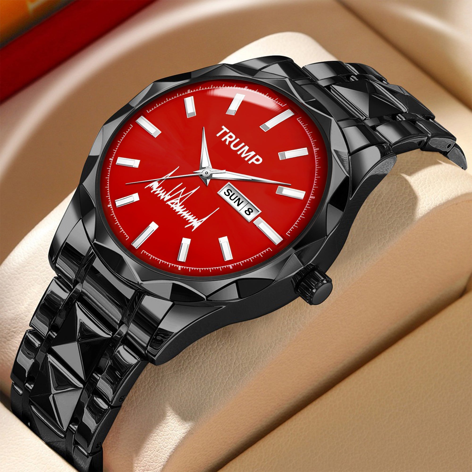 TRUMP Watch 2026 Luxury Black Steel – Signature Bright Red Dial