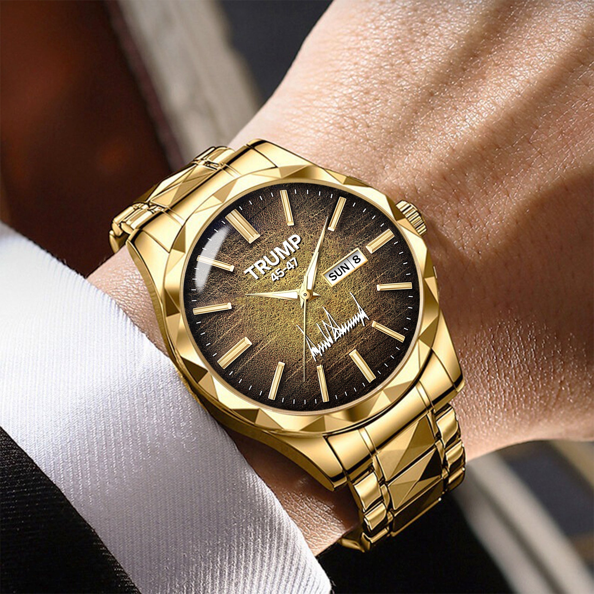 TRUMP 45-47 Watch 2026 Luxury Gold – Signature Vintage Brown Dial