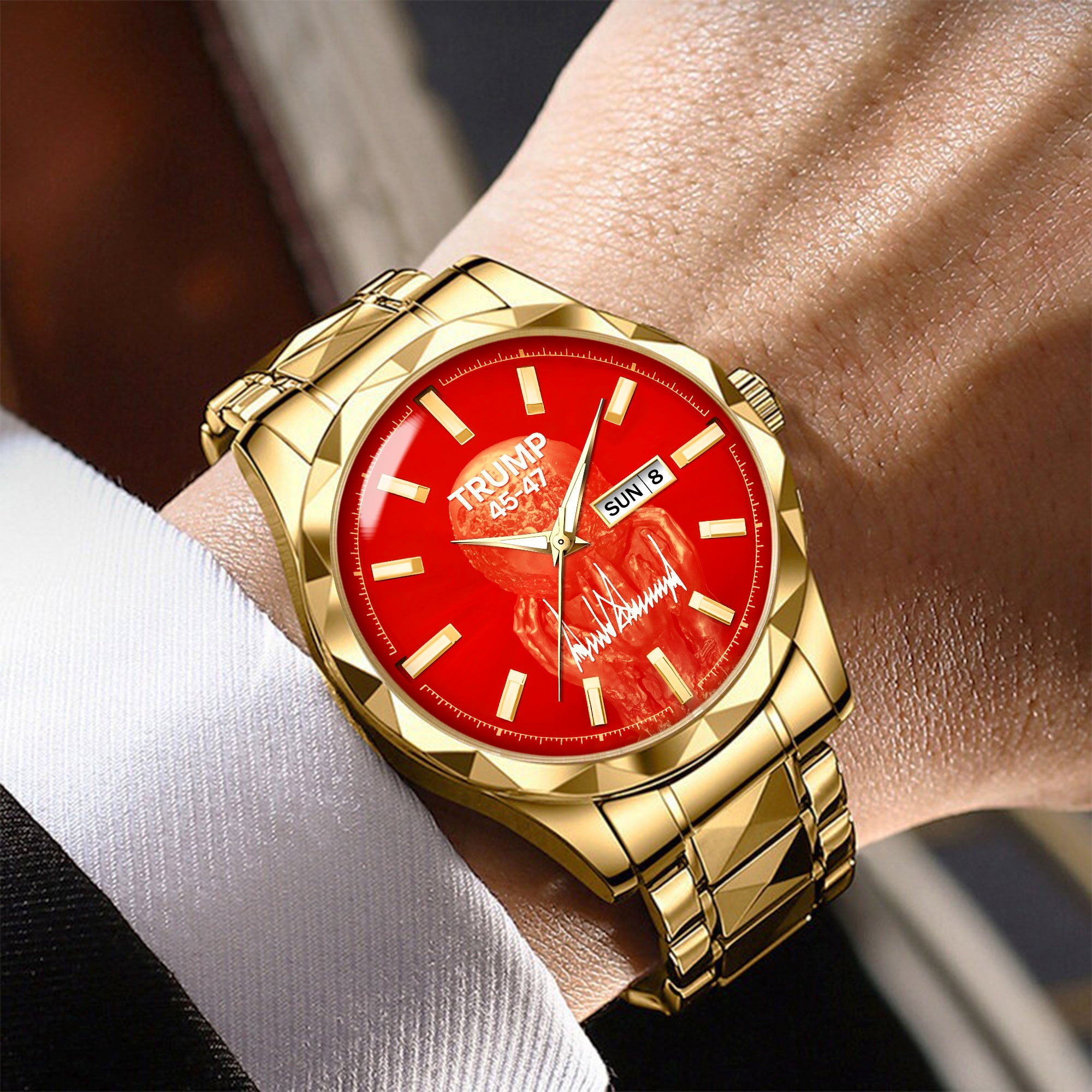 TRUMP 45-47 2026 Luxury Gold Watch – Signature Bright Red Dial Peace Prize