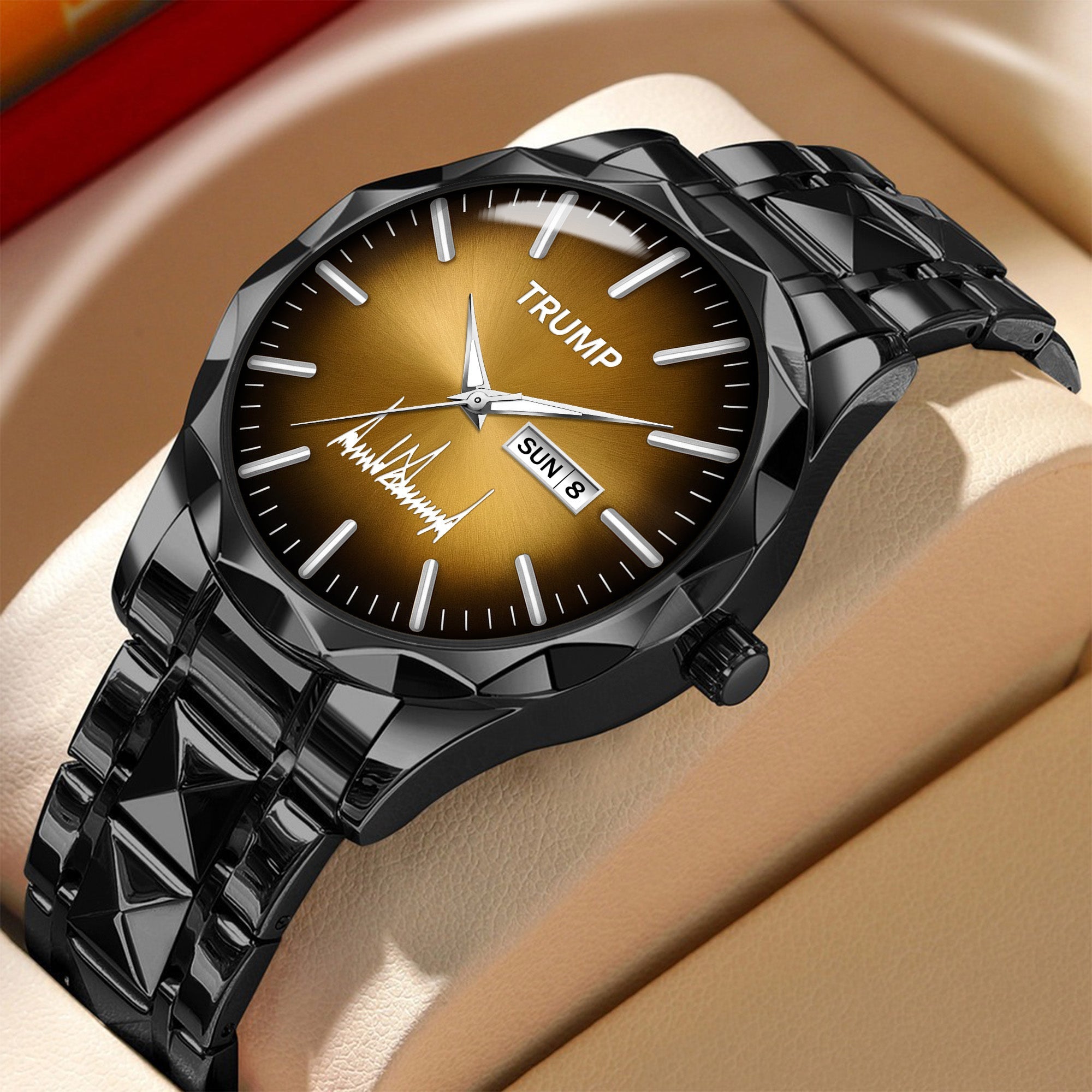 TRUMP Watch 2026 Luxury Black Steel – Signature Sunburst Gold Dial
