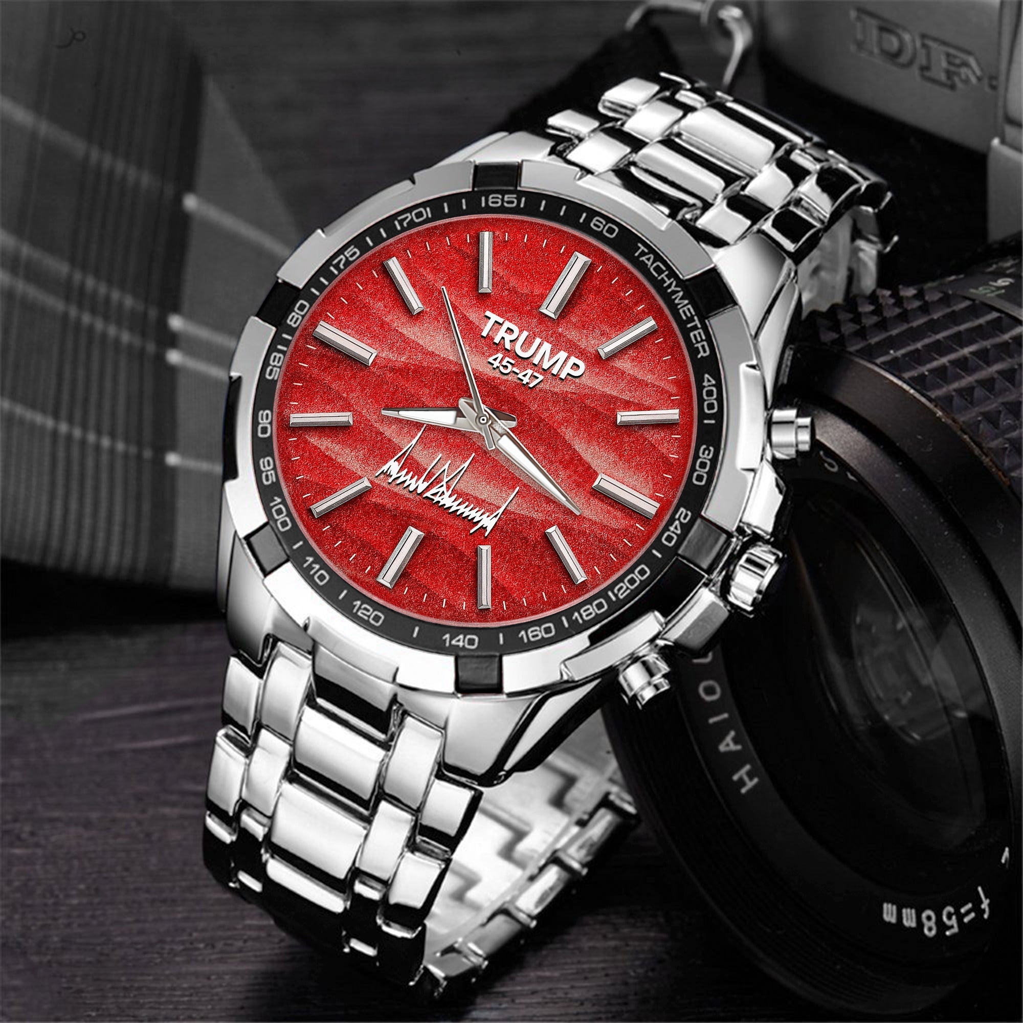 TRUMP Watch 45 - 47 Stainless steel - Red Marble Dial