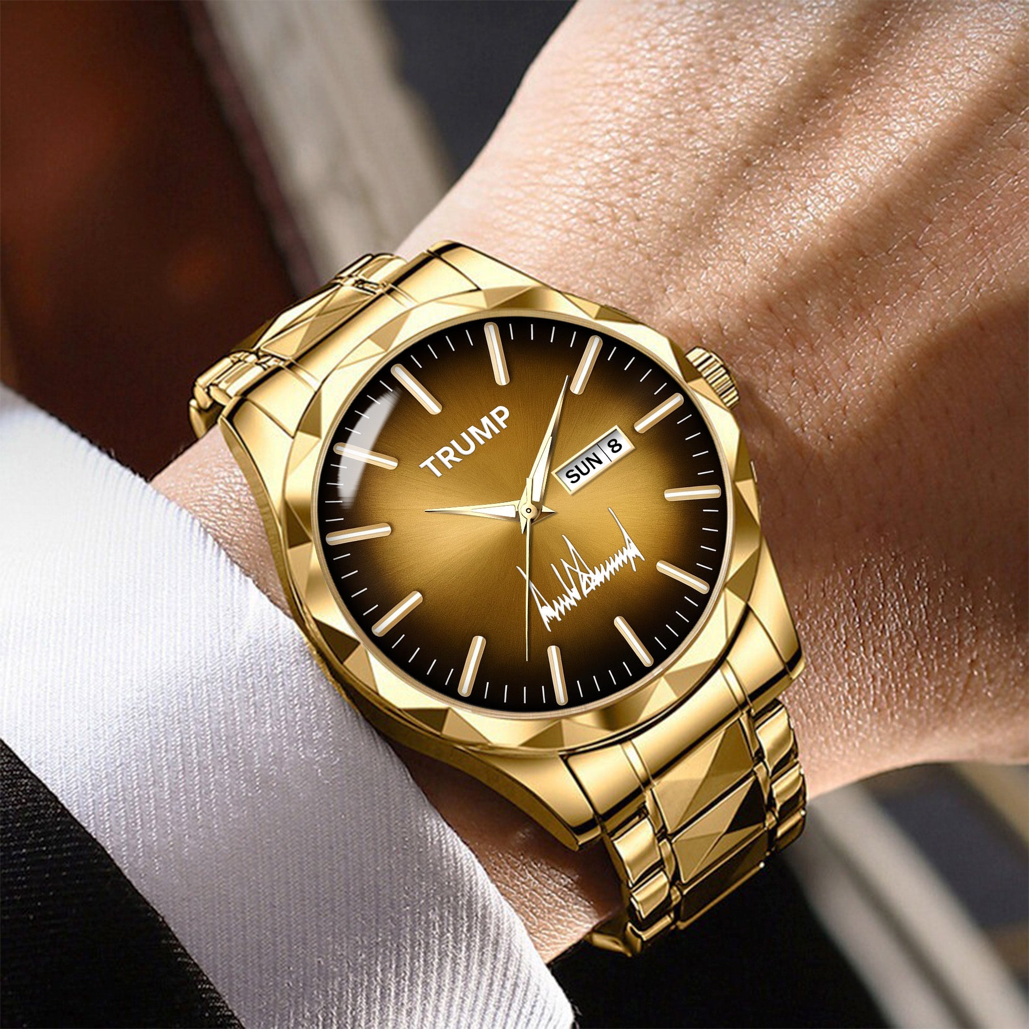 TRUMP Watch 2026 Luxury Gold – Chocolate Brown Sunburst Dial