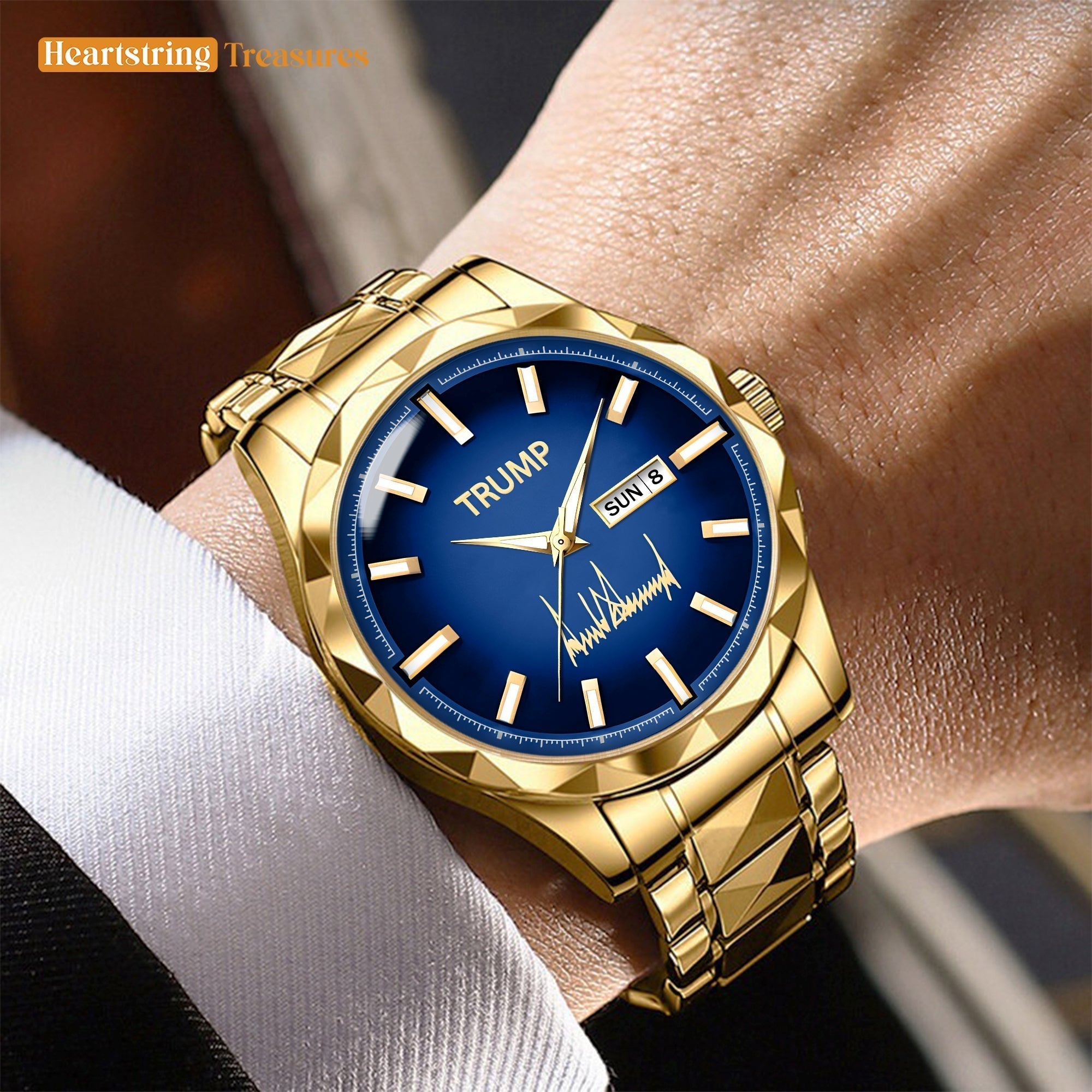 TRUMP Watch 2026 Silver Blue Dial - Luxury Gold Timepiece for Men