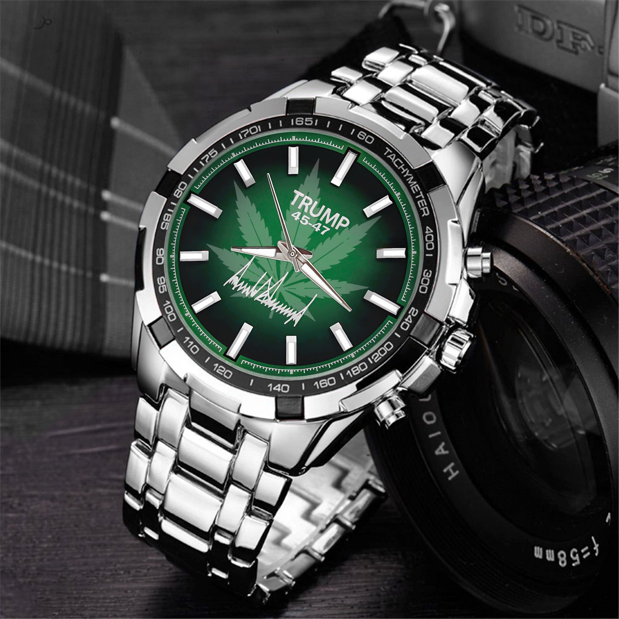 TRUMP 45–47 Schedule III Watch 2026– Stainless Steel Case, Green Dial – Luxury Men’s Watch
