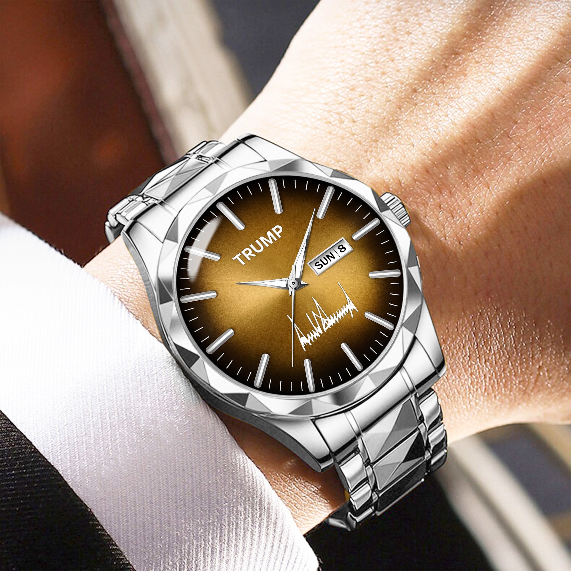 TRUMP Watch 2026 Luxury Silver – Chocolate Brown Sunburst Dial