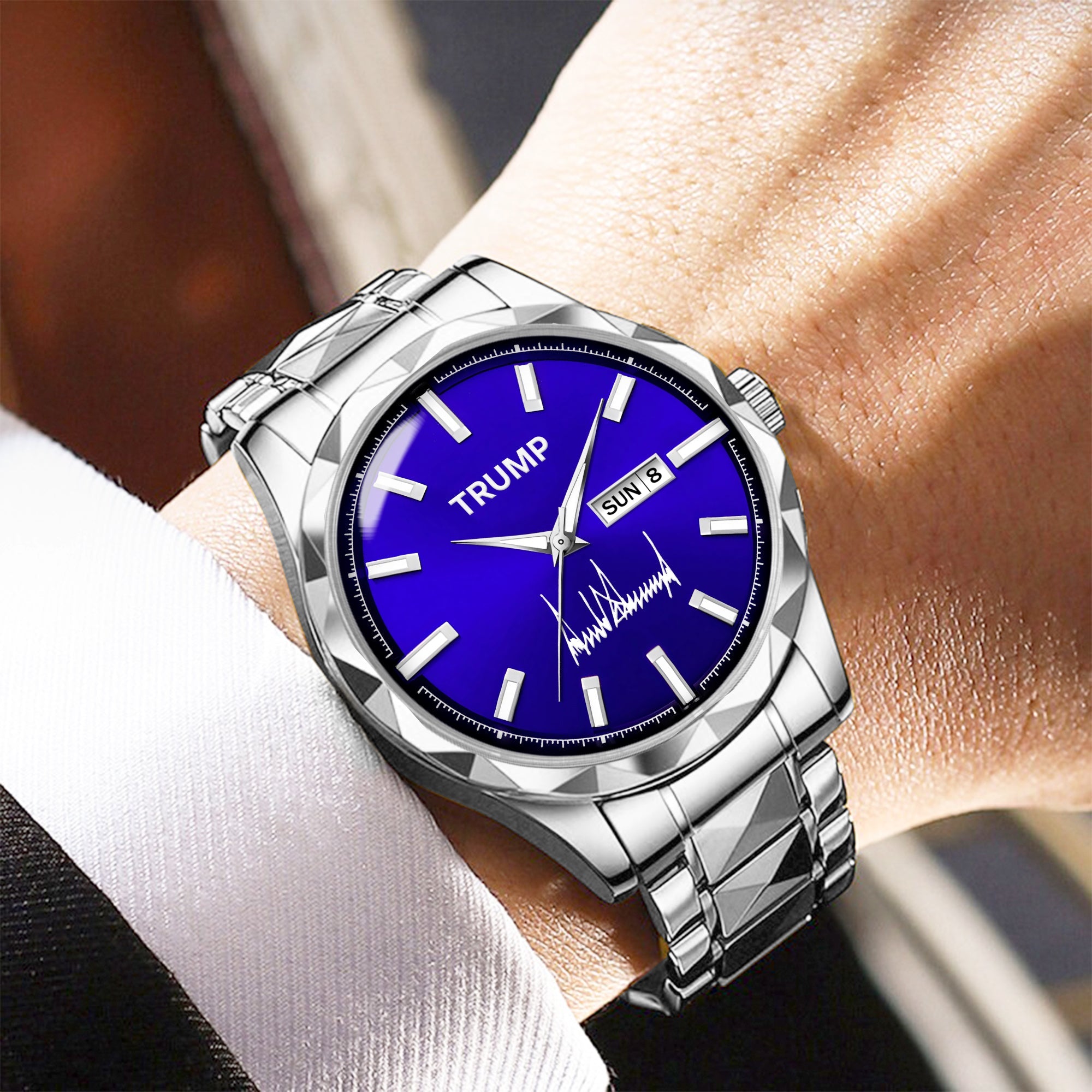 TRUMP Watch 2026 Silver Blue Dial – Luxury Steel Watch for Men