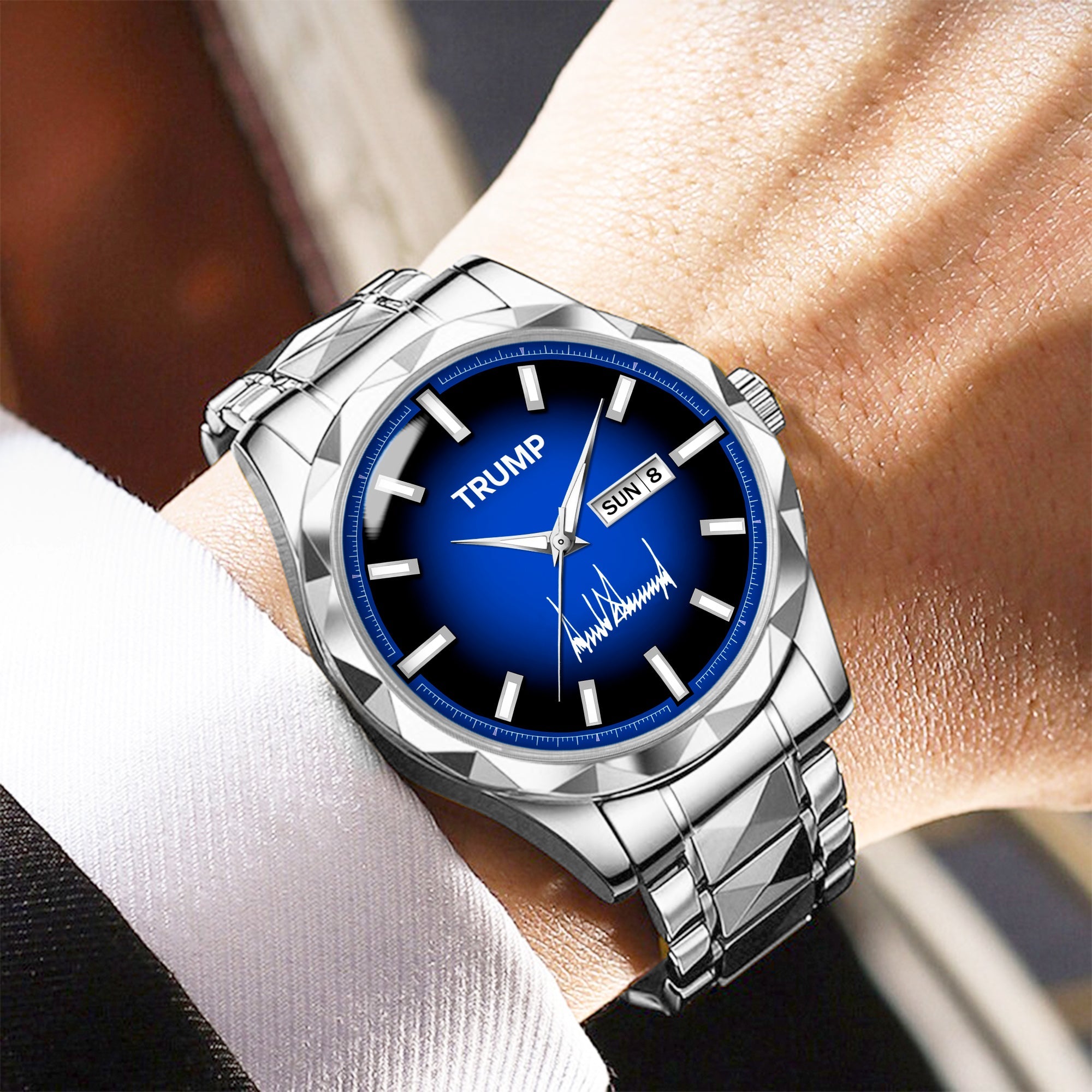 TRUMP Watch 2026 Luxury Silver – Deep Midnight Blue Dial – Watch for Men