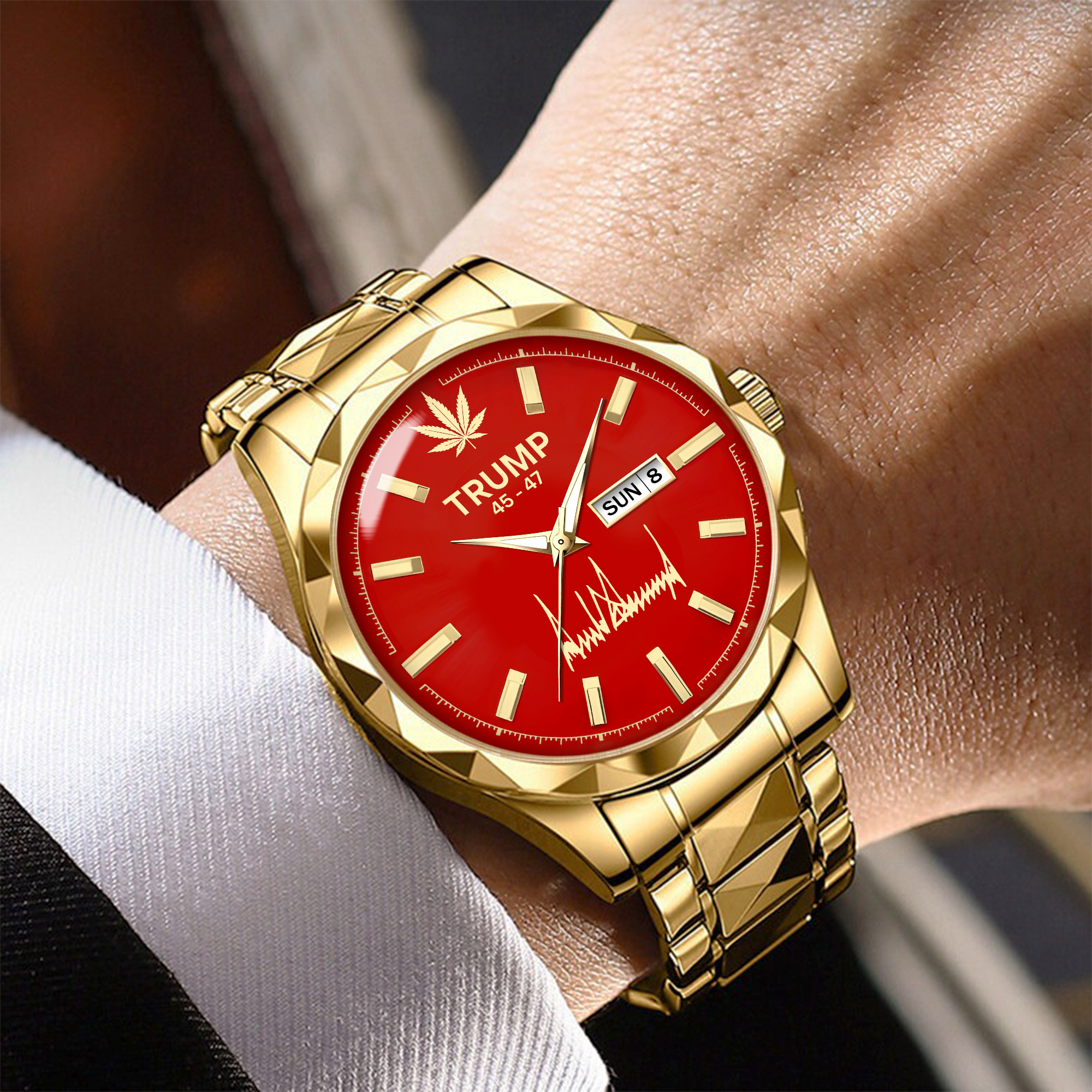 TRUMP 45–47 Schedule III Watch 2026 – Gold Case, Red Dial – Luxury Men’s Watch