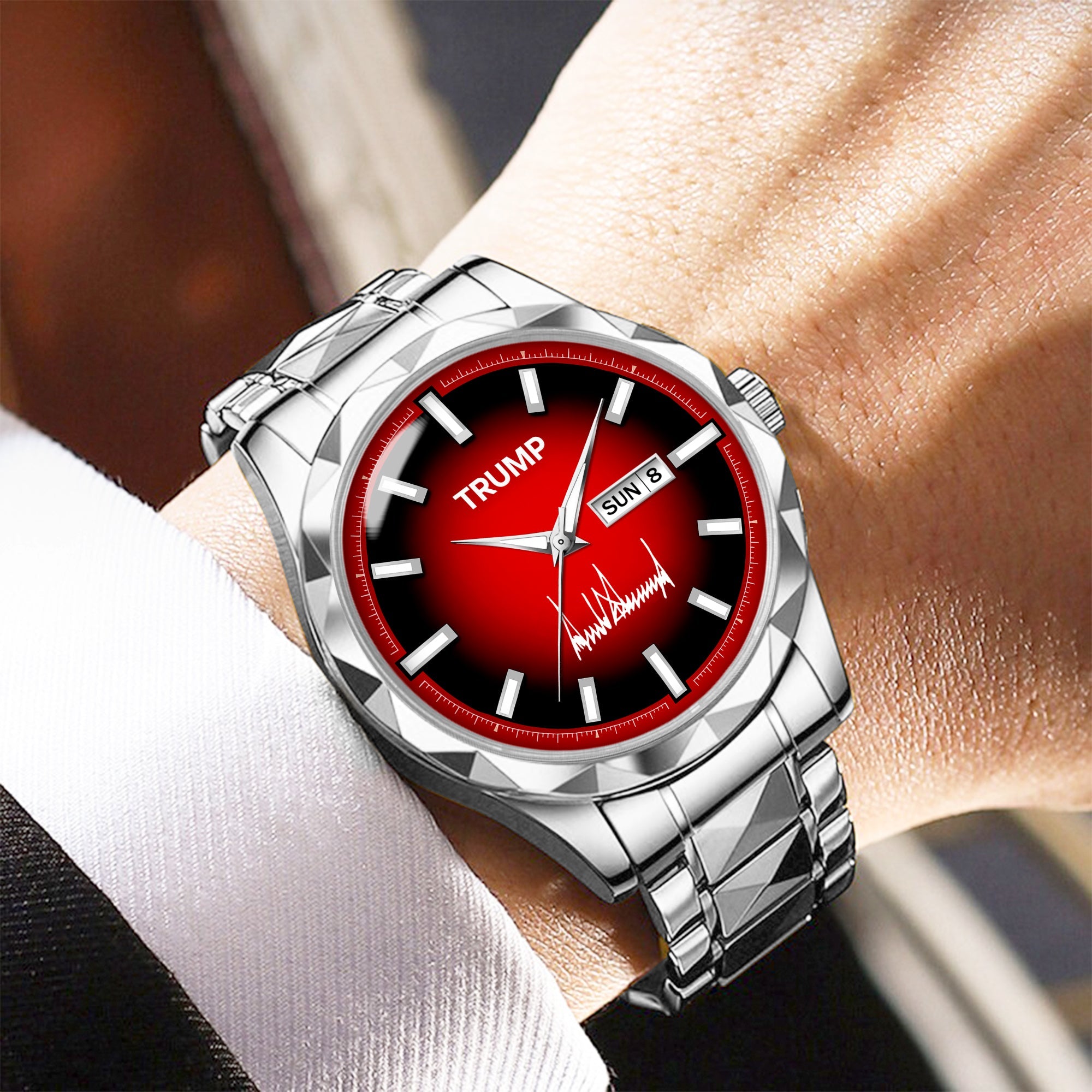 TRUMP Watch 2026 Luxury Silver – Deep Inferno Red Dial – Watch for Men