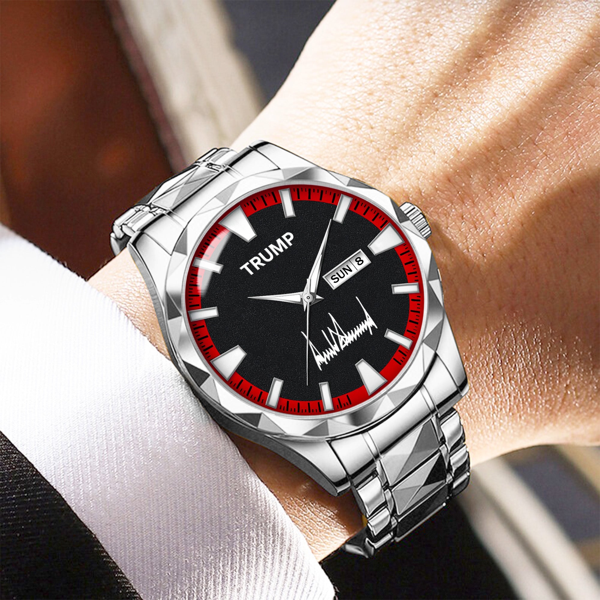 TRUMP Watch 2026 Luxury Silver Steel – Signature Red Sport Dial