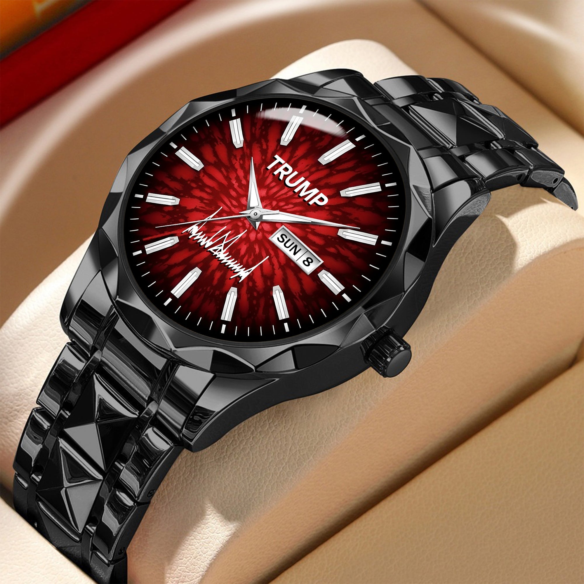TRUMP Watch Black Steel – Scarlet Radiance Dial